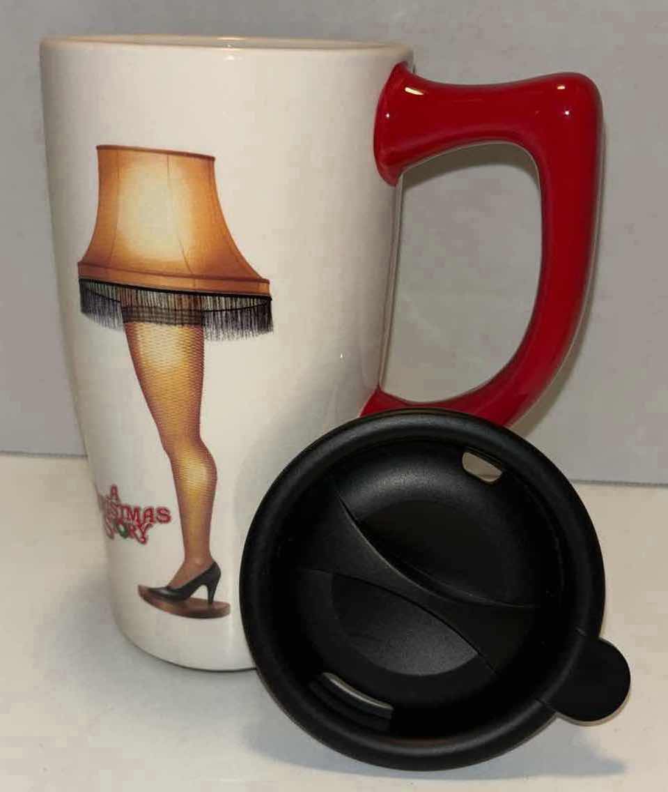 Photo 1 of NEW SPOONTIQUES A CHRISTMAS STORY LEG LAMP CERAMIC TRAVEL MUG