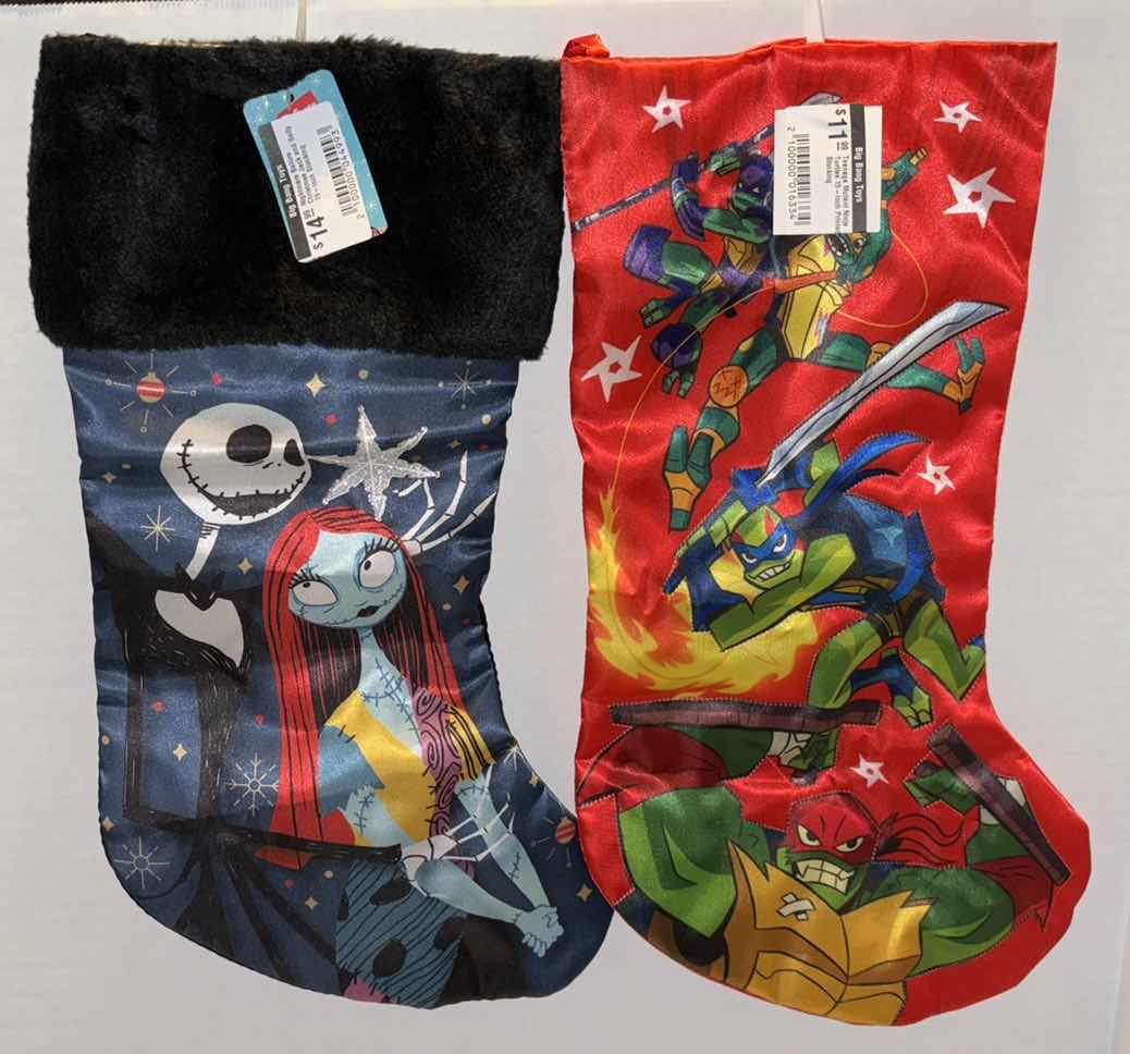 Photo 1 of BRAND NEW KURT S ADLER NIGHTMARE BEFORE CHRISTMAS JACK & SALLY/ TMNT CHRISTMAS STOCKING (2)