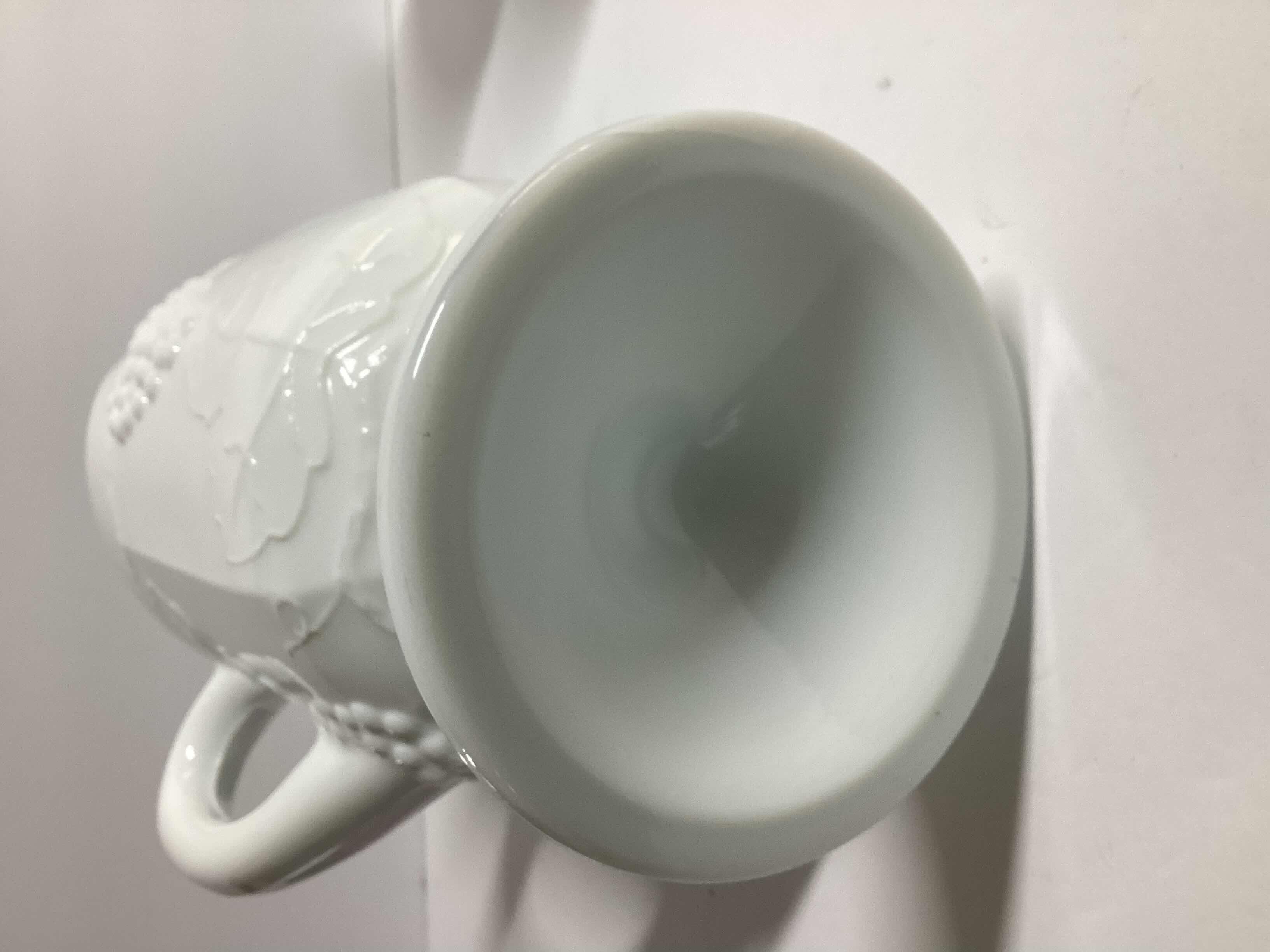 Photo 1 of VINTAGE MILK GLASS  INDIANA GLASS COLONY HARVEST PITCHER AND 4 GLASSES