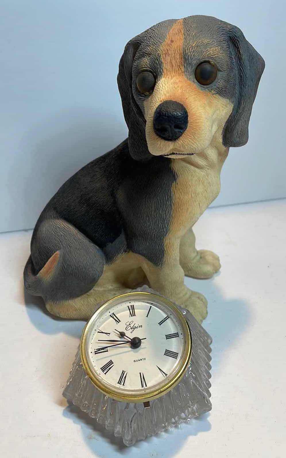 Photo 1 of ELGIN QUARTZ CLOCK AND COLLECTION OF DOGS