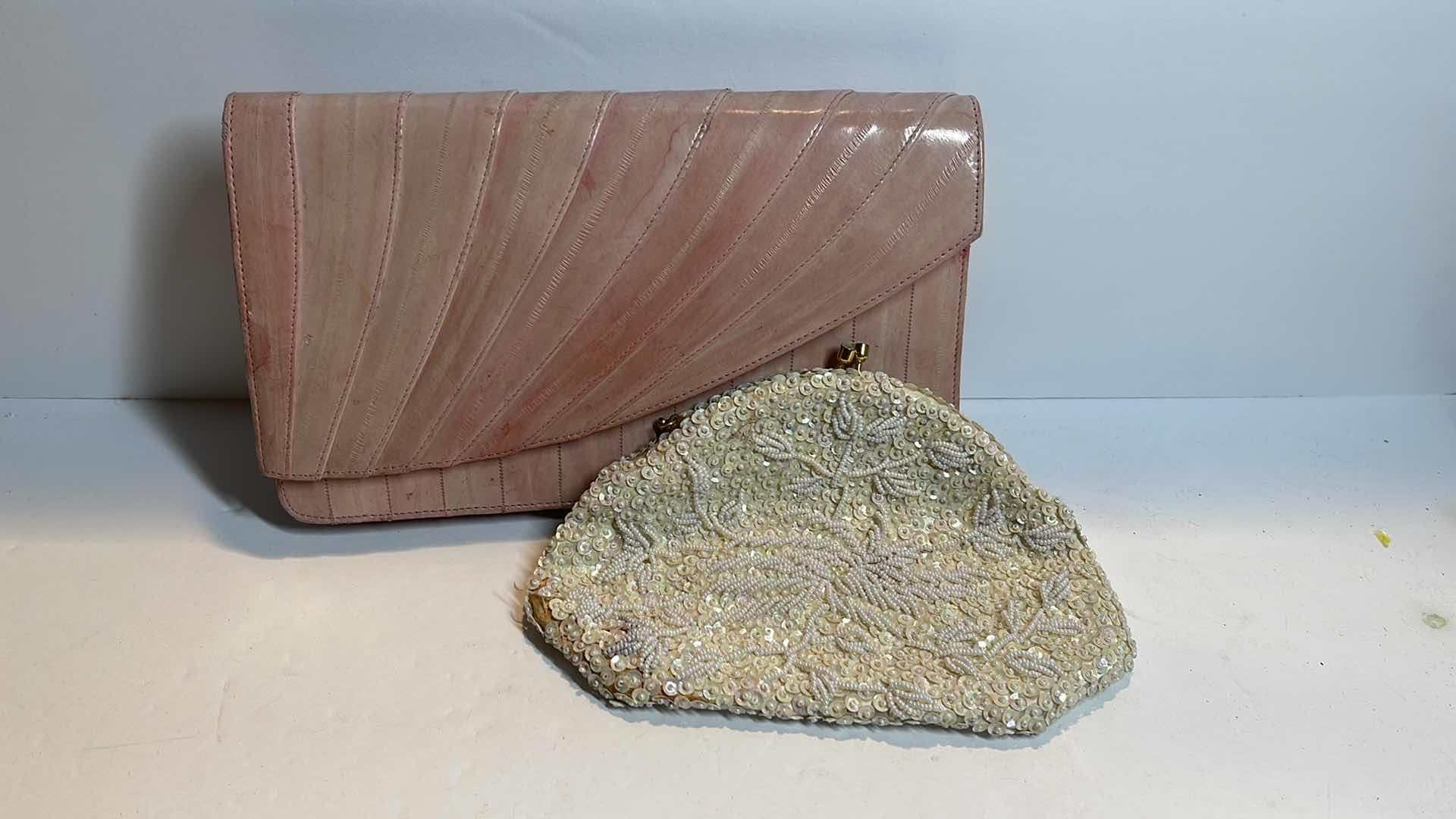 Photo 1 of VINTAGE EEL SKIN PURSE AND DETAILED BEADED PURSE