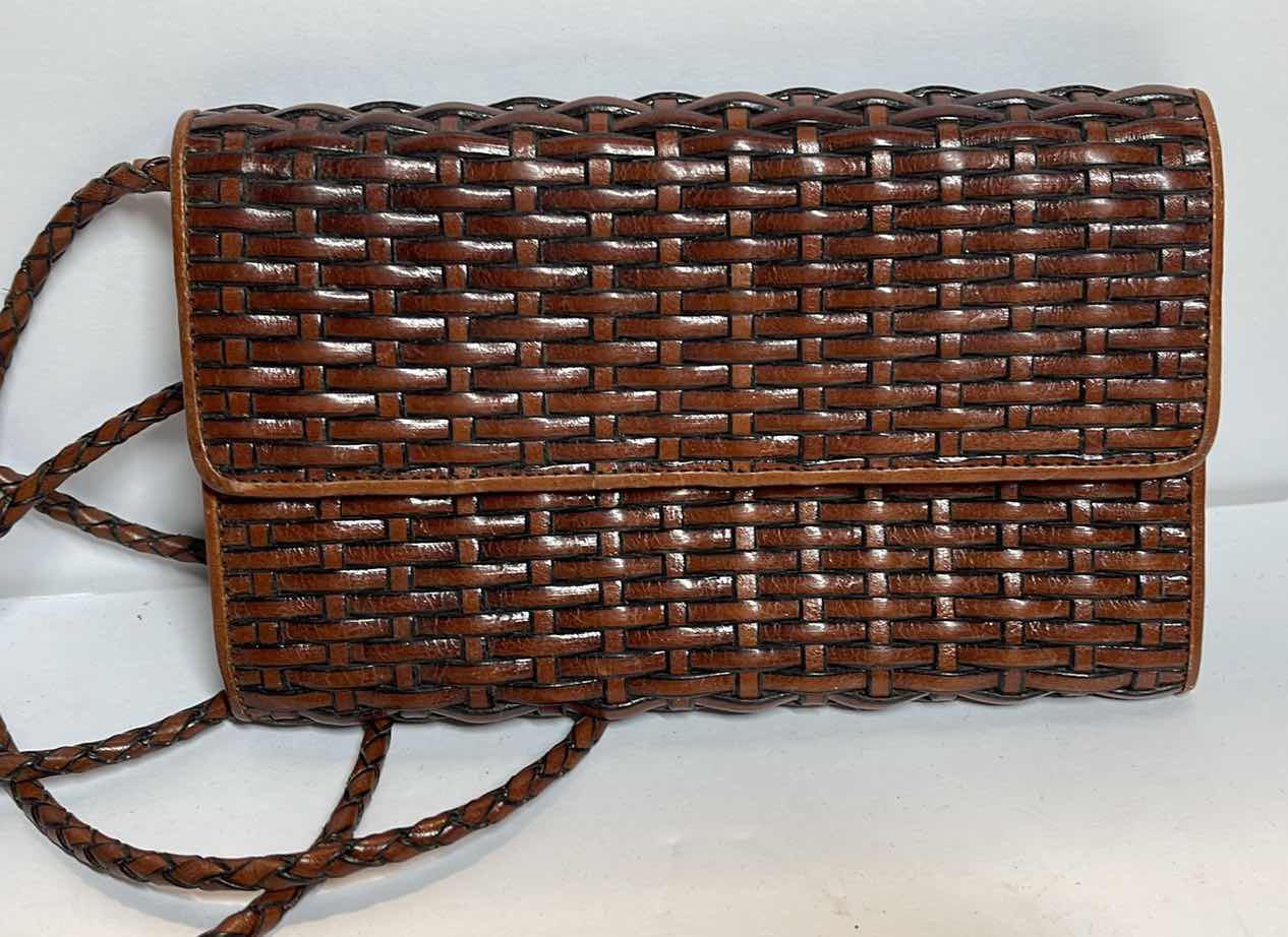 Photo 1 of VINTAGE LEATHER TALBOTTS PURSE WITH COSTUME JEWELRY