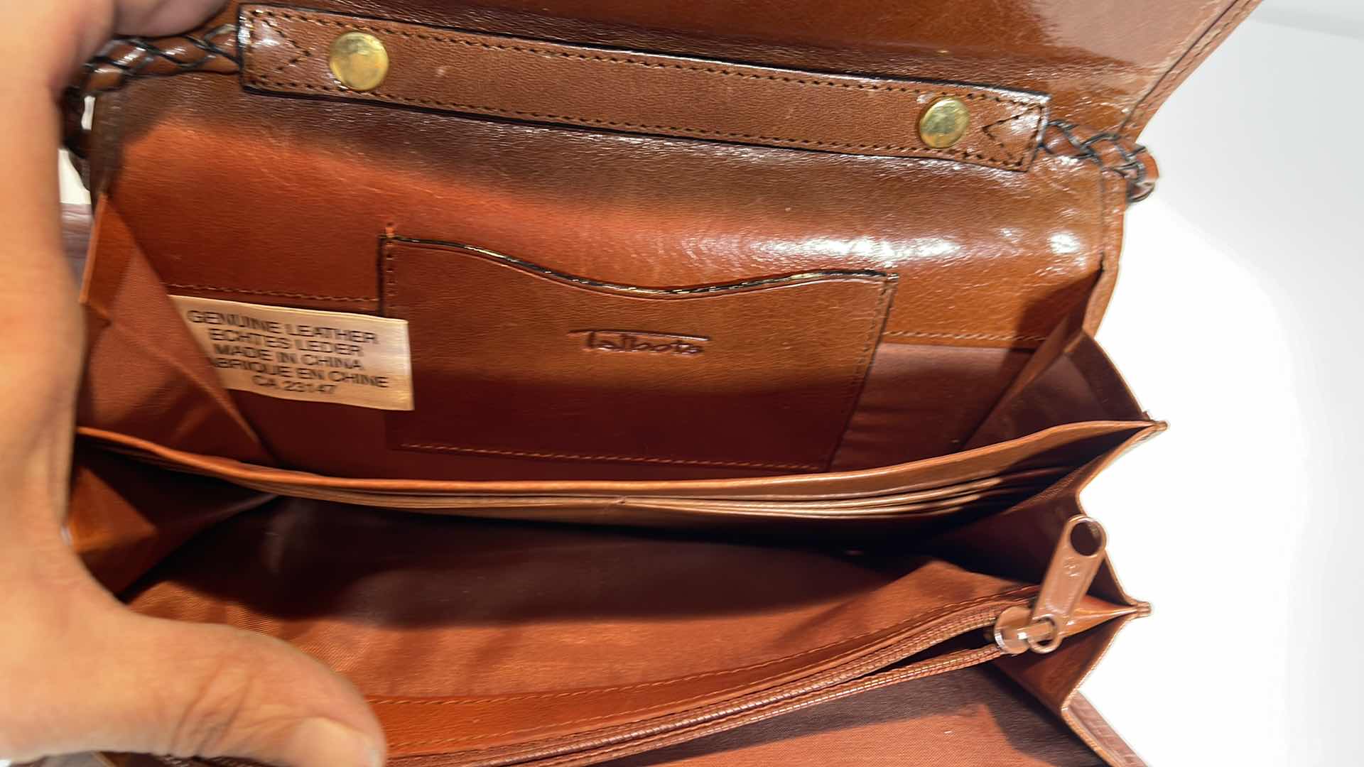 Photo 1 of VINTAGE LEATHER TALBOTTS PURSE WITH COSTUME JEWELRY