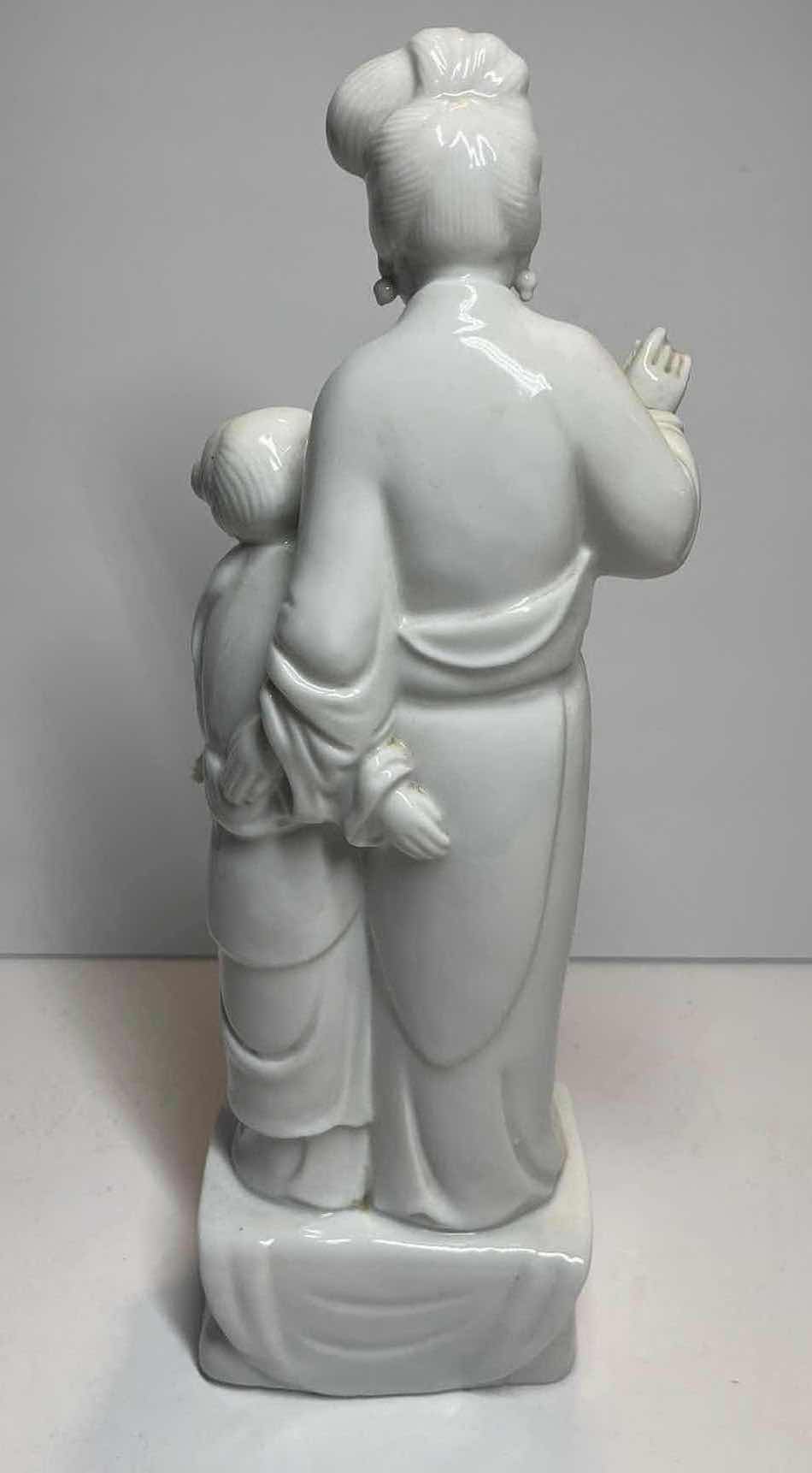 Photo 1 of VINTAGE CHINESE MONOCHROME BLANC DE CHINE PORCELAIN LADY FIGURINE H- 12”