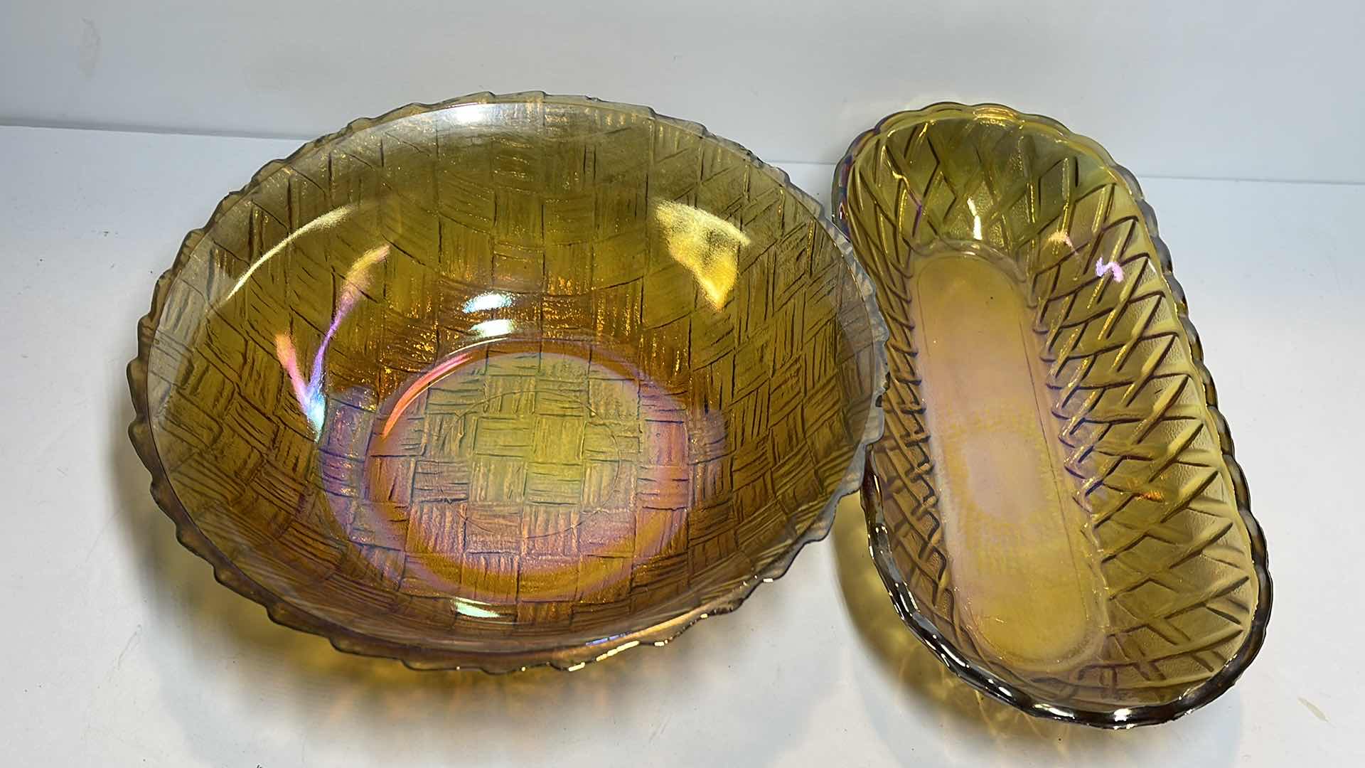 Photo 1 of CARNIVAL GLASS SERVING DISHES