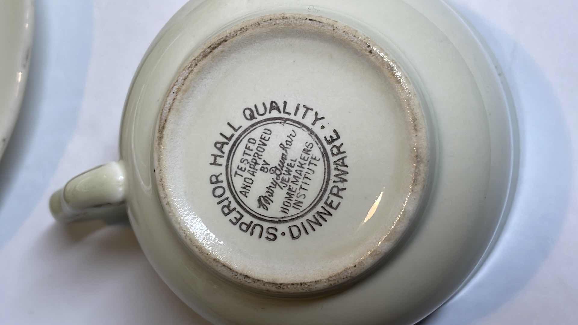 Photo 1 of SUPERIOR HALL QUALITY AUTUMN LEAF PATTERN -1 SERVING TRAY - 3 TEA CUPS - 4 SAUCERS -