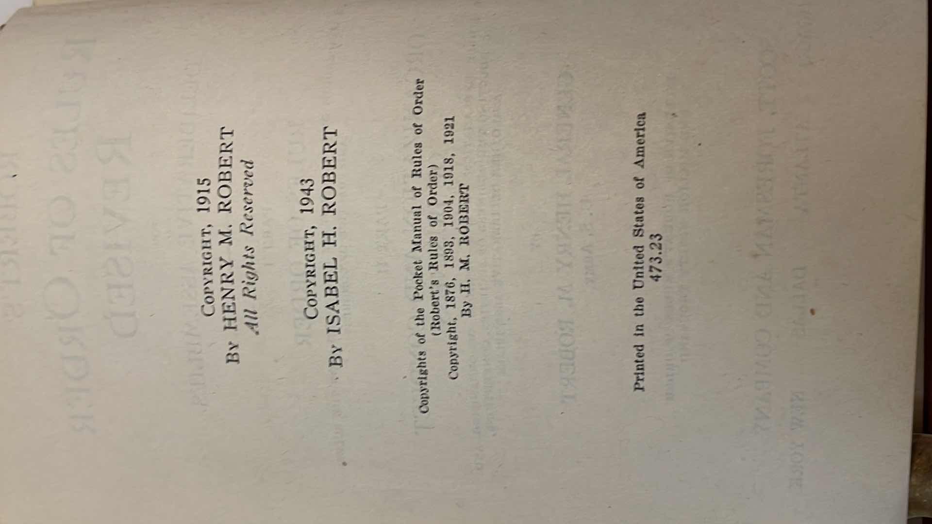 Photo 3 of VINTAGE ROBERTS "RULES OF ORDER" REVISED BOOK