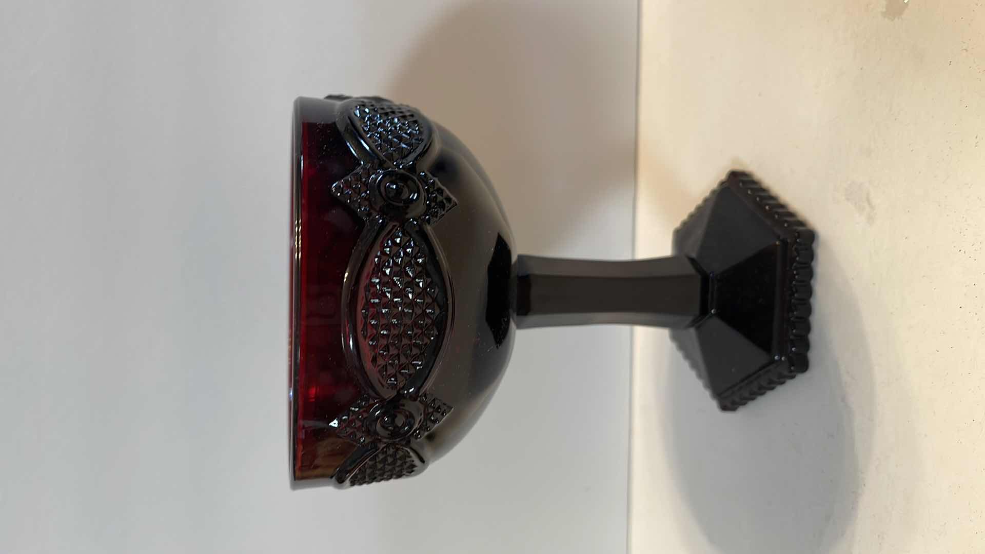 Photo 3 of 8-VINTAGE AVON STEMMED RUBY RED GOBLETS