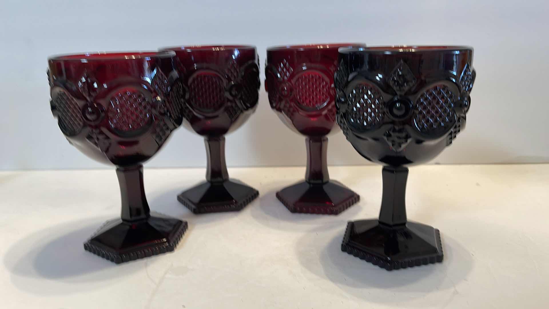 Photo 1 of 4-VINTAGE AVON RUBY RED GLASSES