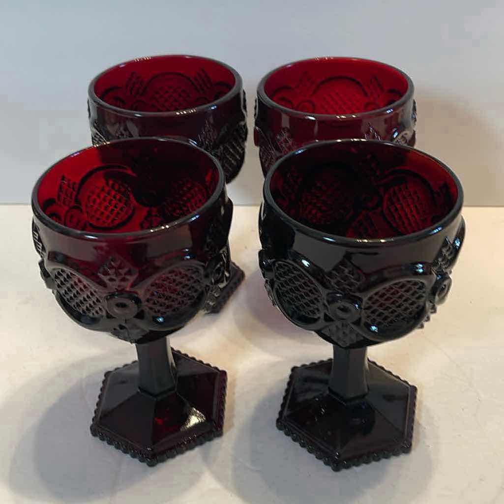 Photo 1 of 4-VINTAGE AVON RUBY RED GLASSES