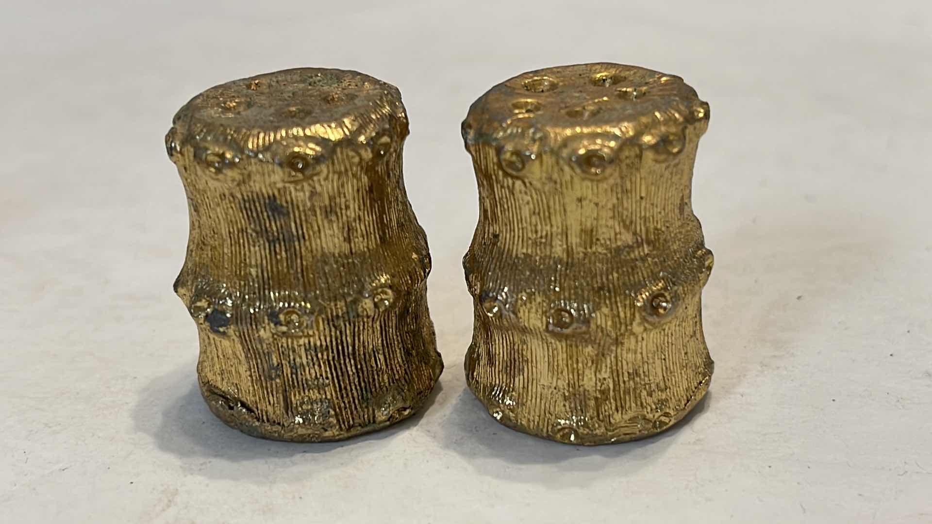 Photo 1 of 2 SETS - GOLD SALT & PEPPER SHAKERS 