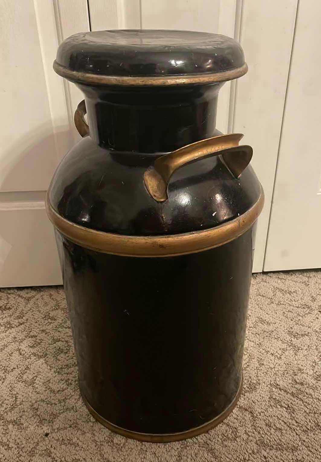 Photo 1 of ANTIQUE 10 GALLON MILK JUG WITH LID - RETAIL VALUE $260.00