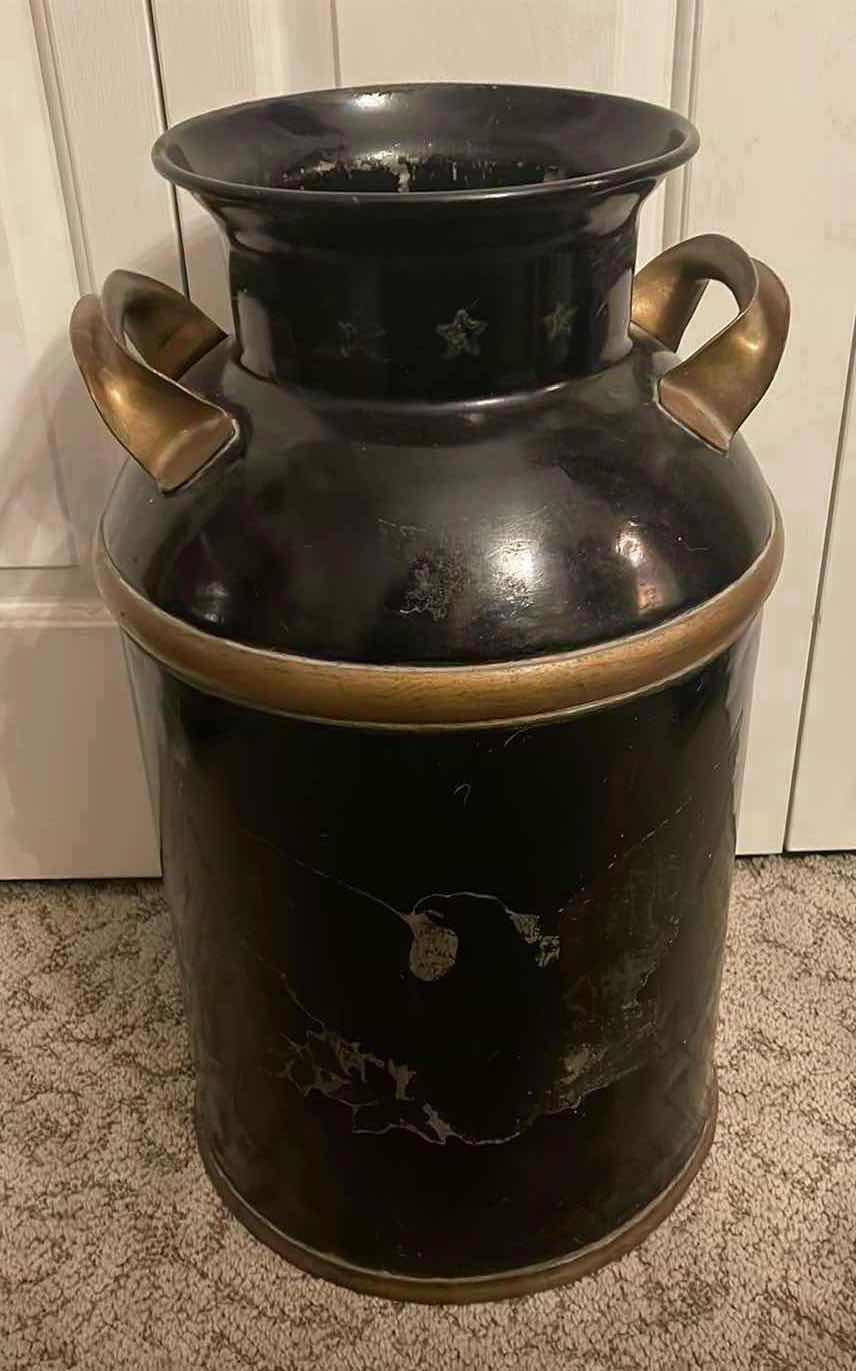 Photo 1 of ANTIQUE 10 GALLON MILK JUG WITH LID - RETAIL VALUE $260.00
