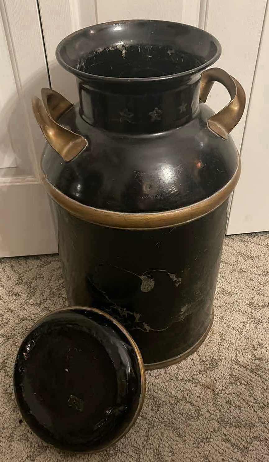 Photo 1 of ANTIQUE 10 GALLON MILK JUG WITH LID - RETAIL VALUE $260.00
