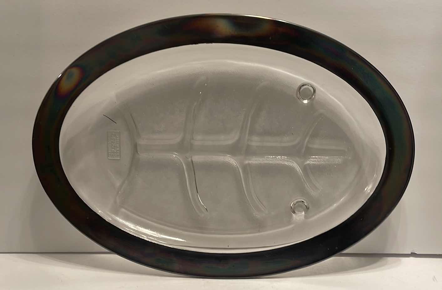 Photo 1 of VINTAGE GLASSBAKE OVENWARE MEAT SERVING PLATTER W/ SILVER TRIM - RETAIL PRICE $41.00