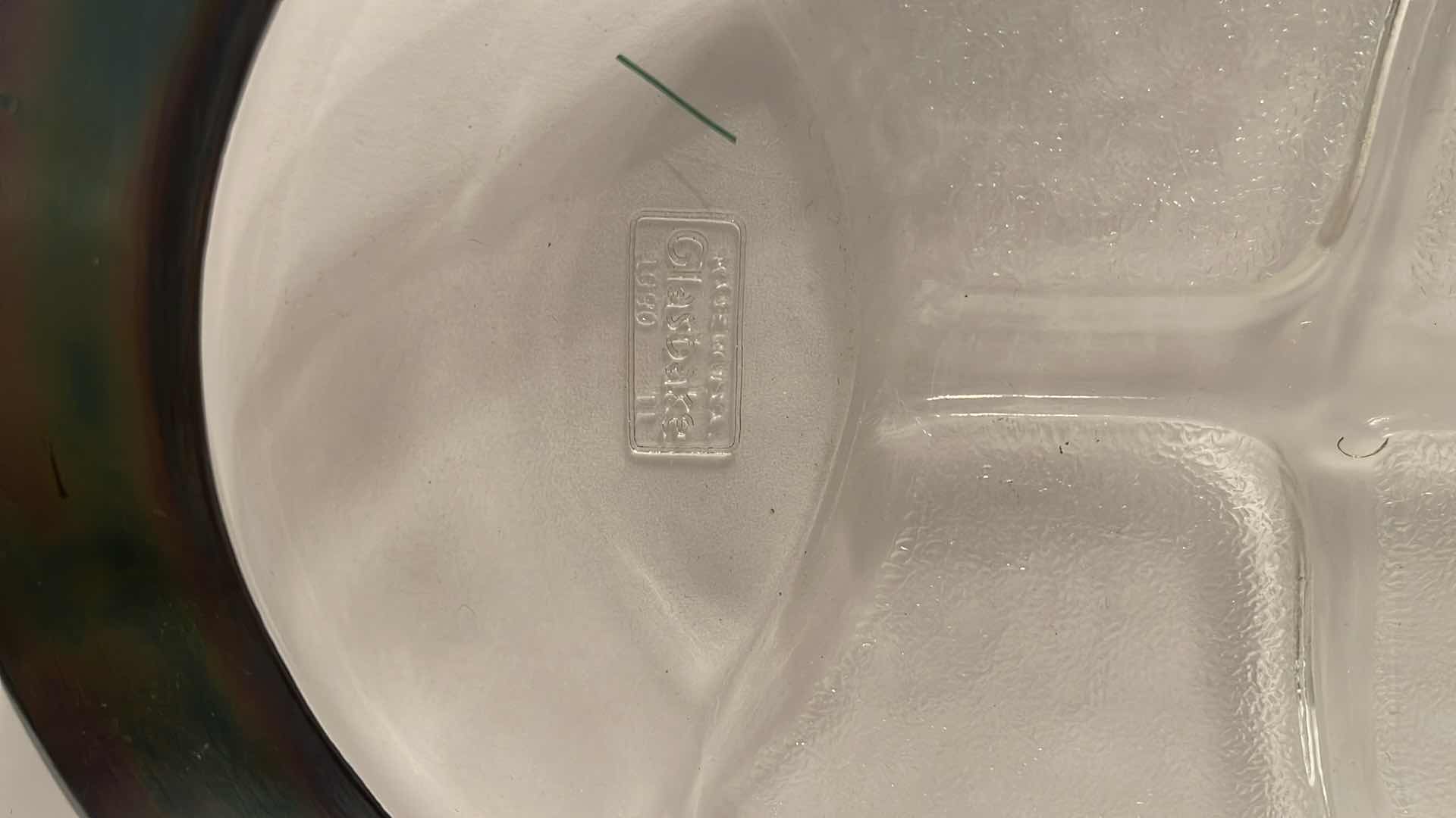 Photo 1 of VINTAGE GLASSBAKE OVENWARE MEAT SERVING PLATTER W/ SILVER TRIM - RETAIL PRICE $41.00