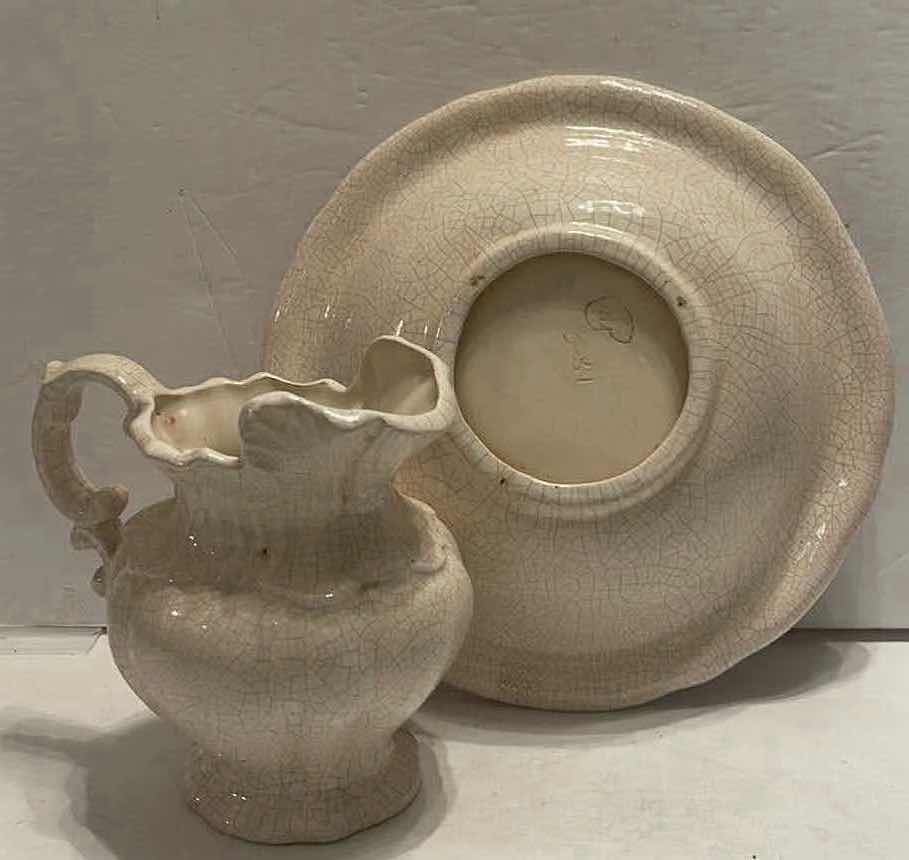 Photo 1 of VINTAGE WHITE WASH BASIN BOWL &  PITCHER
