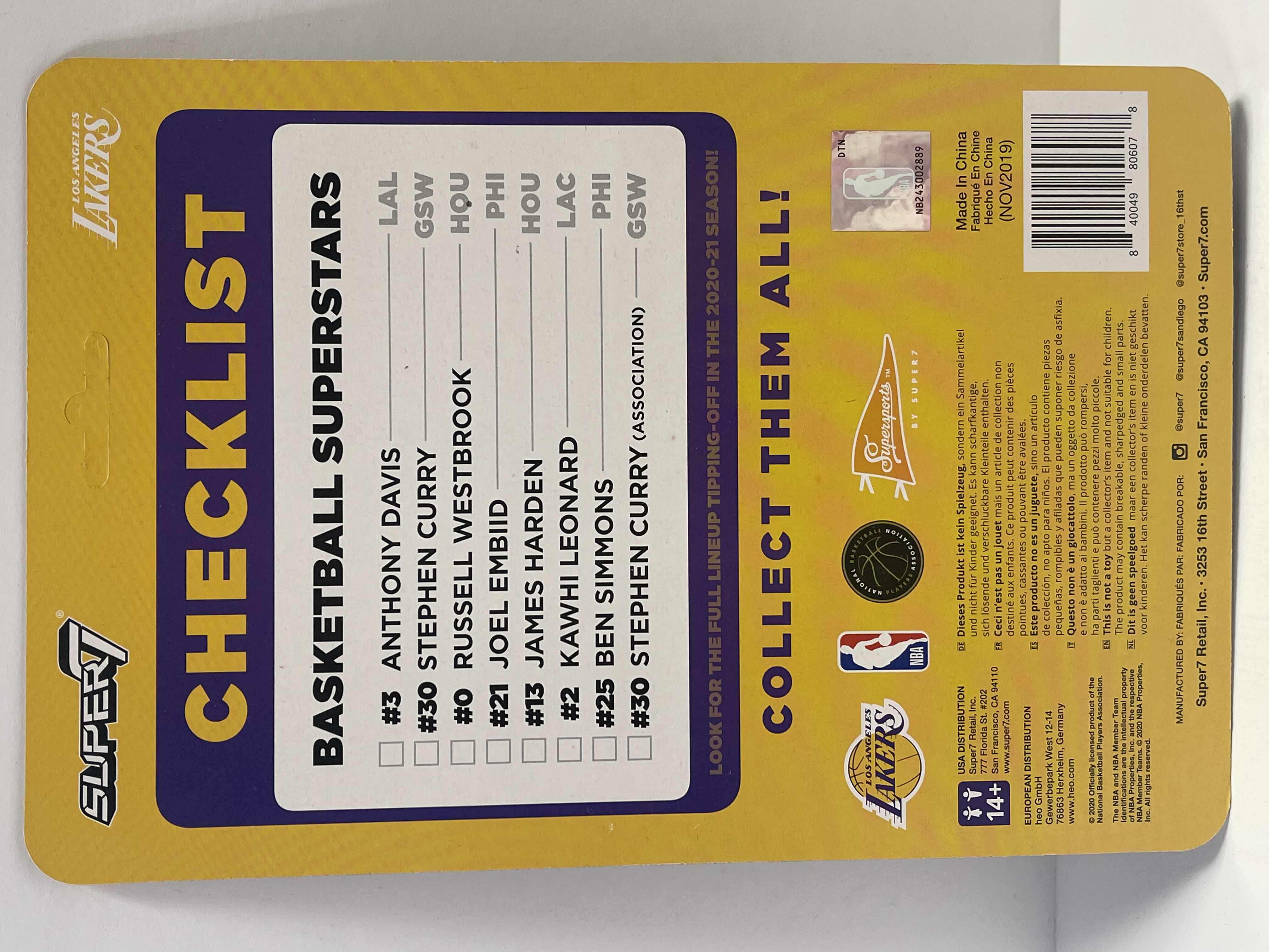 Photo 1 of NBA LA LAKERS “ANTHONY DAVIS” ACTION FIGURE SUPER 7 - RETAIL PRICE $21.00