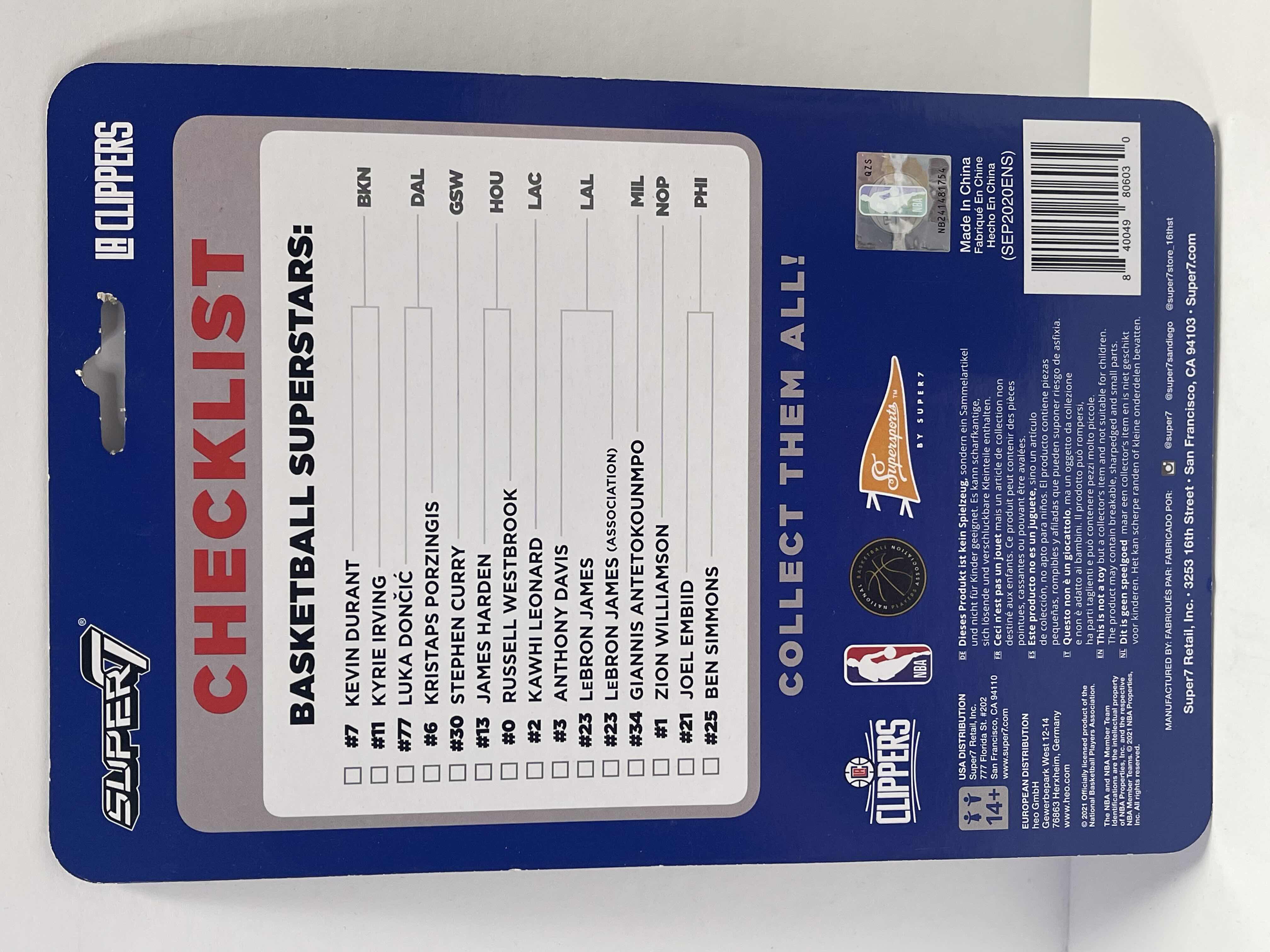 Photo 1 of NIB NBA LA CLIPPERS “KAWHI LEONARD” SUPER 7 ACTION FIGURE - RETAIL PRICE $21.00