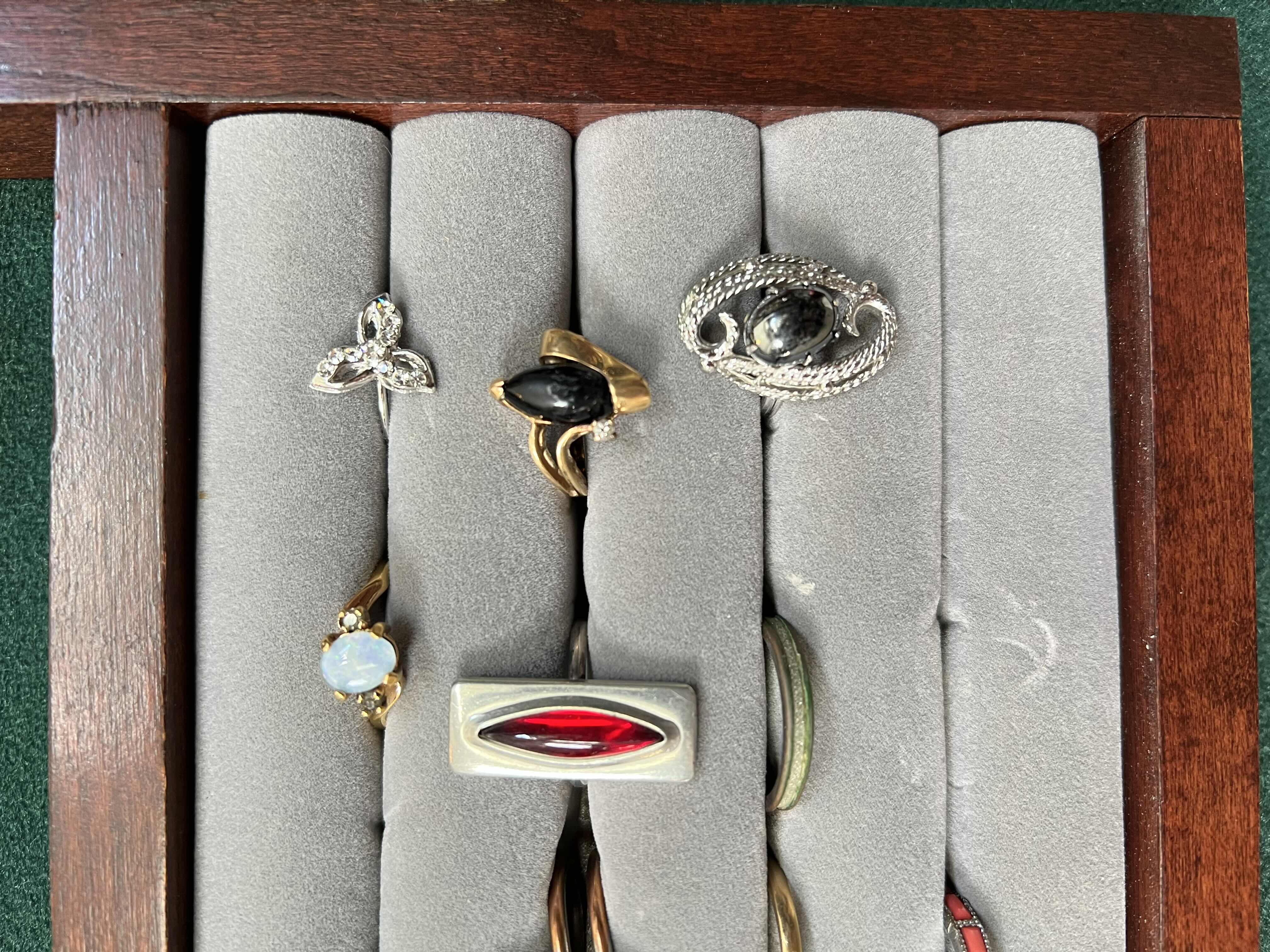 Photo 1 of 15-COSTUME JEWELRY RINGS.  VARIOUS STYLES AND SIZES (MOST ARE 5.5). ALL RINGS PICTURED.