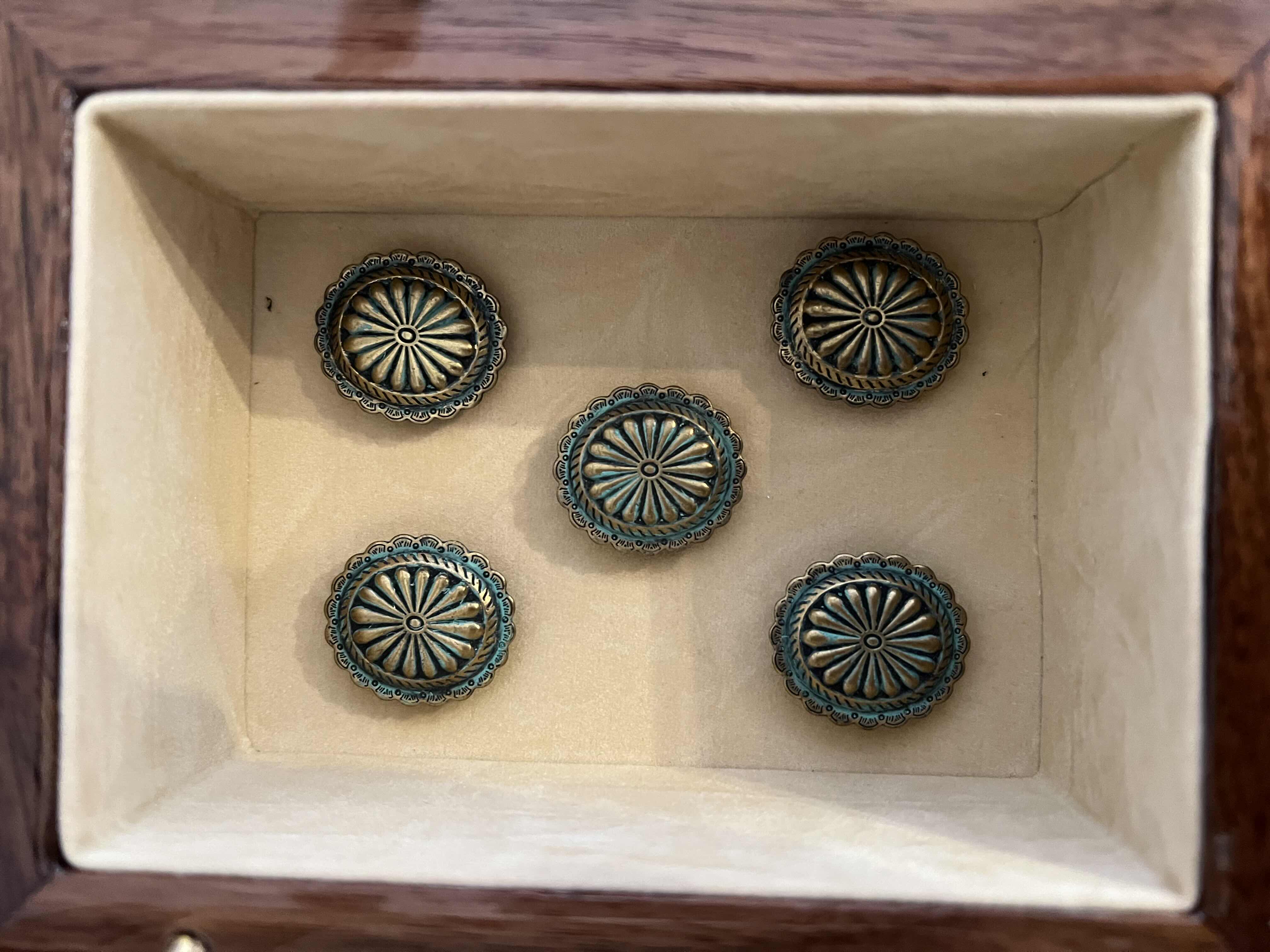 Photo 1 of 5-WESTERN BUTTON COVERS.  RUSTIC AND TURQUOISE ACCENTS.