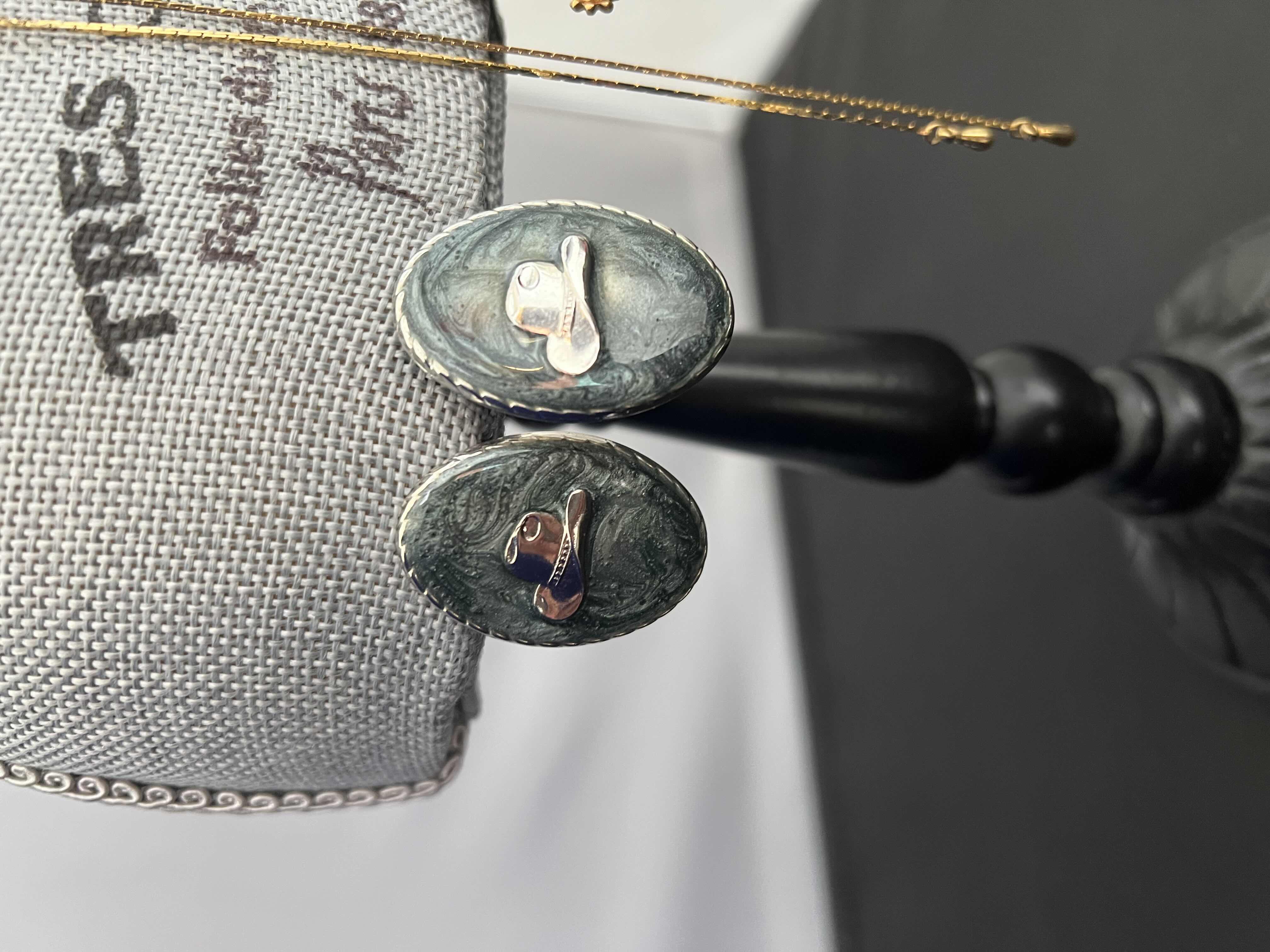 Photo 1 of 4 PIECES OF COWGIRL CHIC JEWELRY.  2-NECKLACES AND 2-PAIRS OF EARRINGS. GOLD, TURQUOISE  AND SPARKLES.