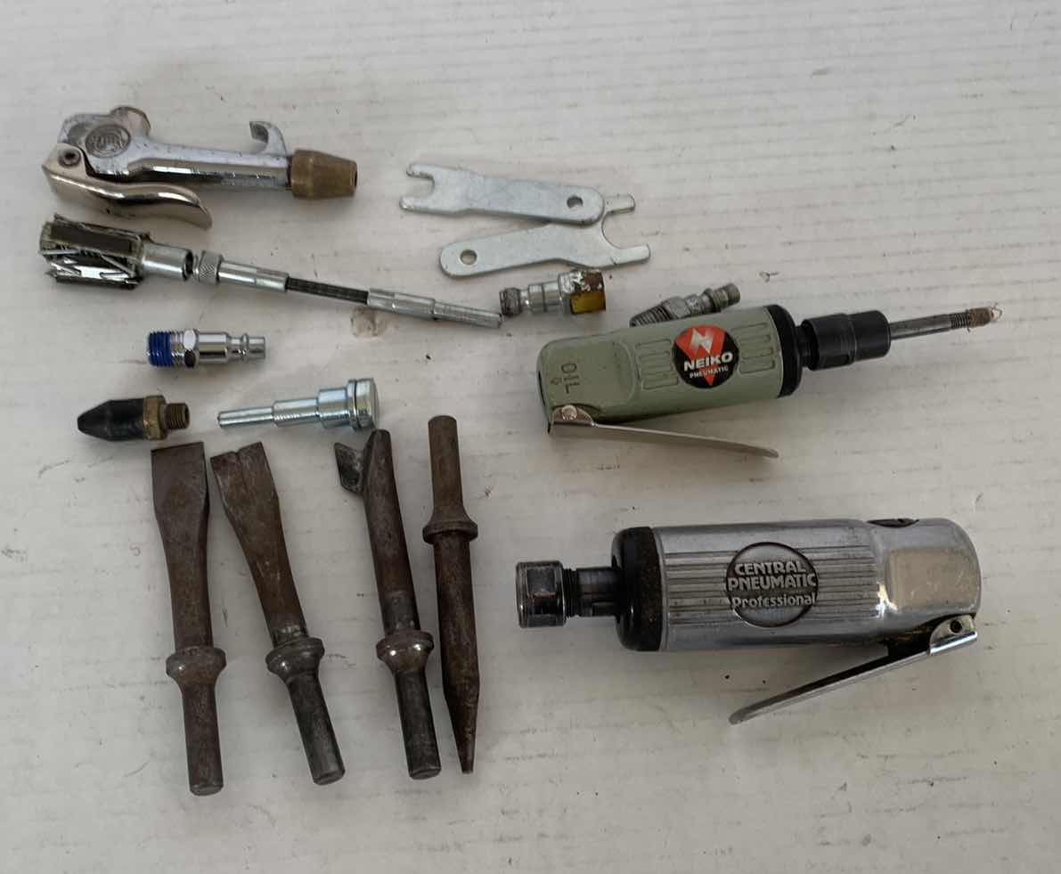 Photo 1 of 2-PNEUMATIC GRINDERS AND BITS, TOOLS.