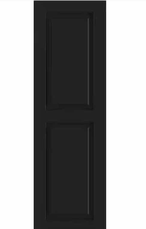 Photo 1 of EKENA MILLWORK 18” X 59” PVC TRUE FIT TWO EQUAL FLAT PANEL SHUTTERS PAIR IN BLACK
