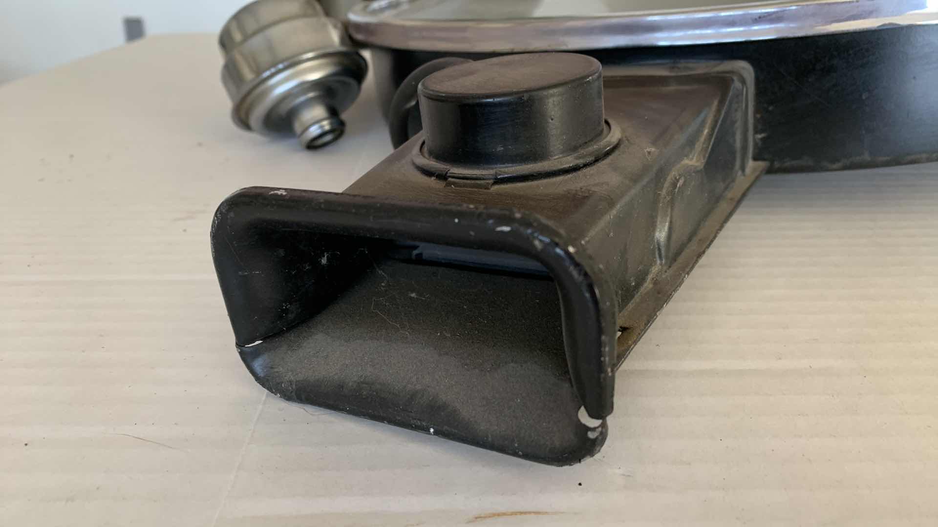 Photo 1 of AUTOMOBILE DUAL SNORKEL INTAKE FILTER COVER. APPORX 1968-74- MODEL GM OR PONTIAC AUTO PARTS.