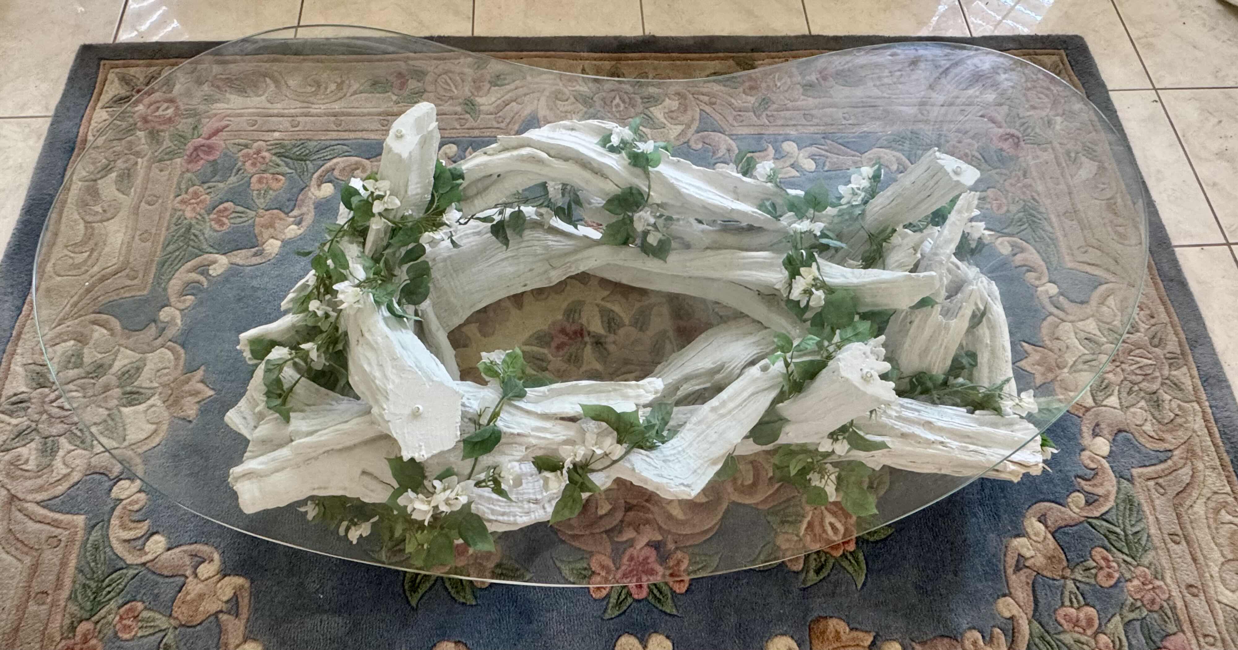 Photo 1 of WHITE MID CENTURY VINTAGE DRIFTWOOD STYLED CONVERSATION TABLE 60“ x 29“ H 15”. PAIRS WITH 2 MATCHING SIDE TABLES (SOLD SEPARATLEY)