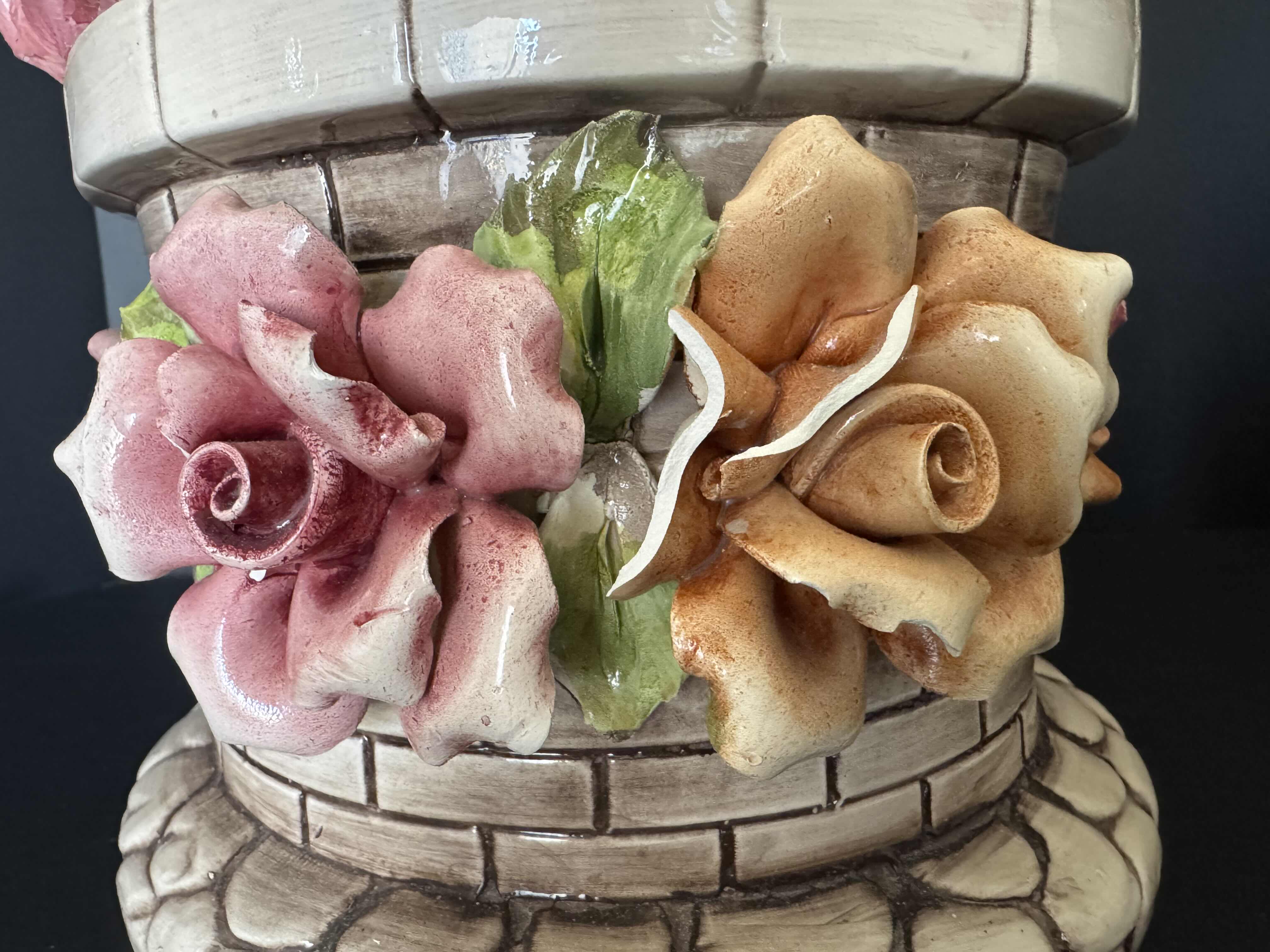 Photo 2 of VINTAGE CAPODIMONTE LARGE WISHING WELL H 18”