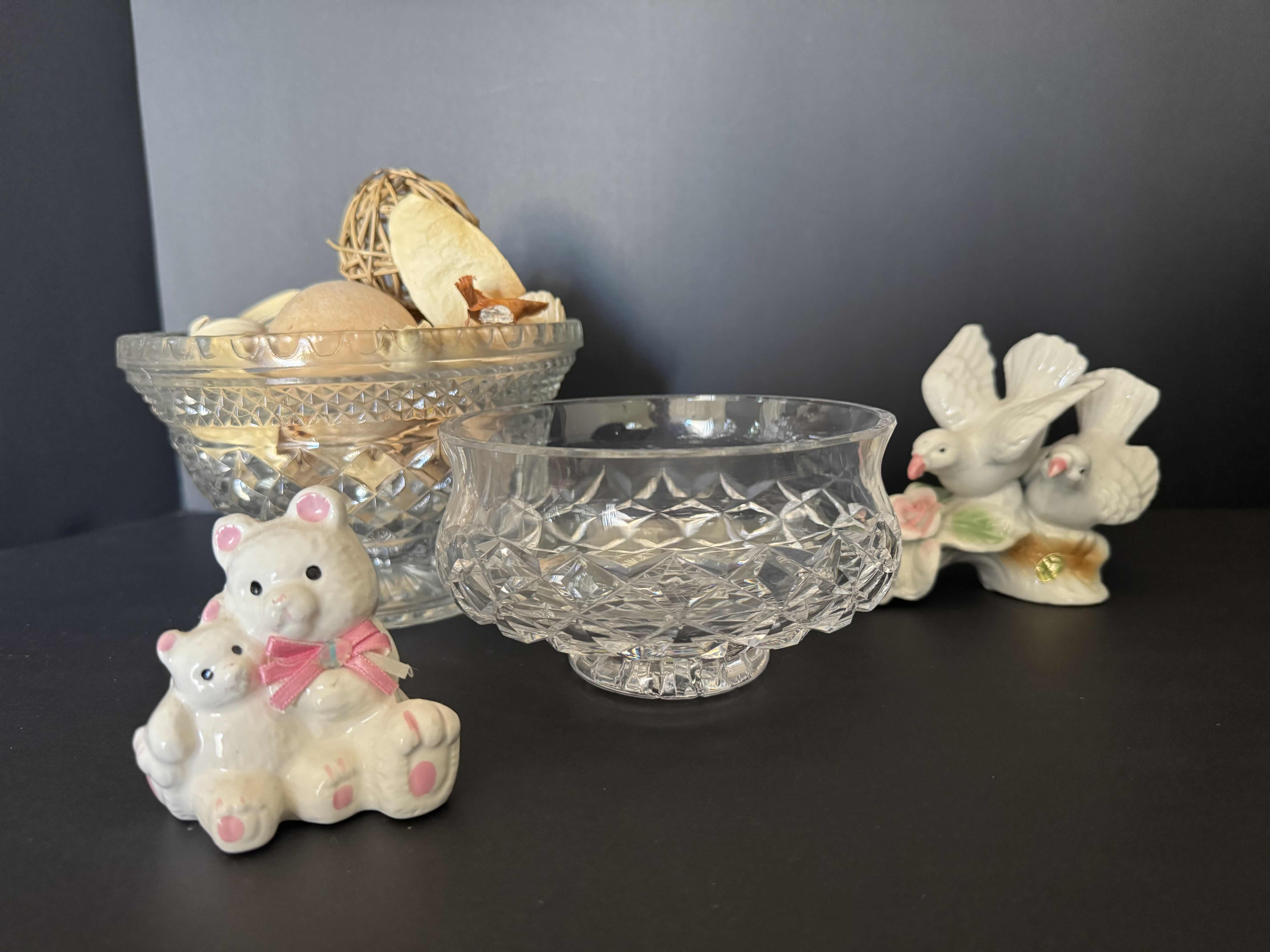 Photo 1 of 4-VINTAGE HOME DECOR CHRYSTAL AND CERAMIC PIECES.