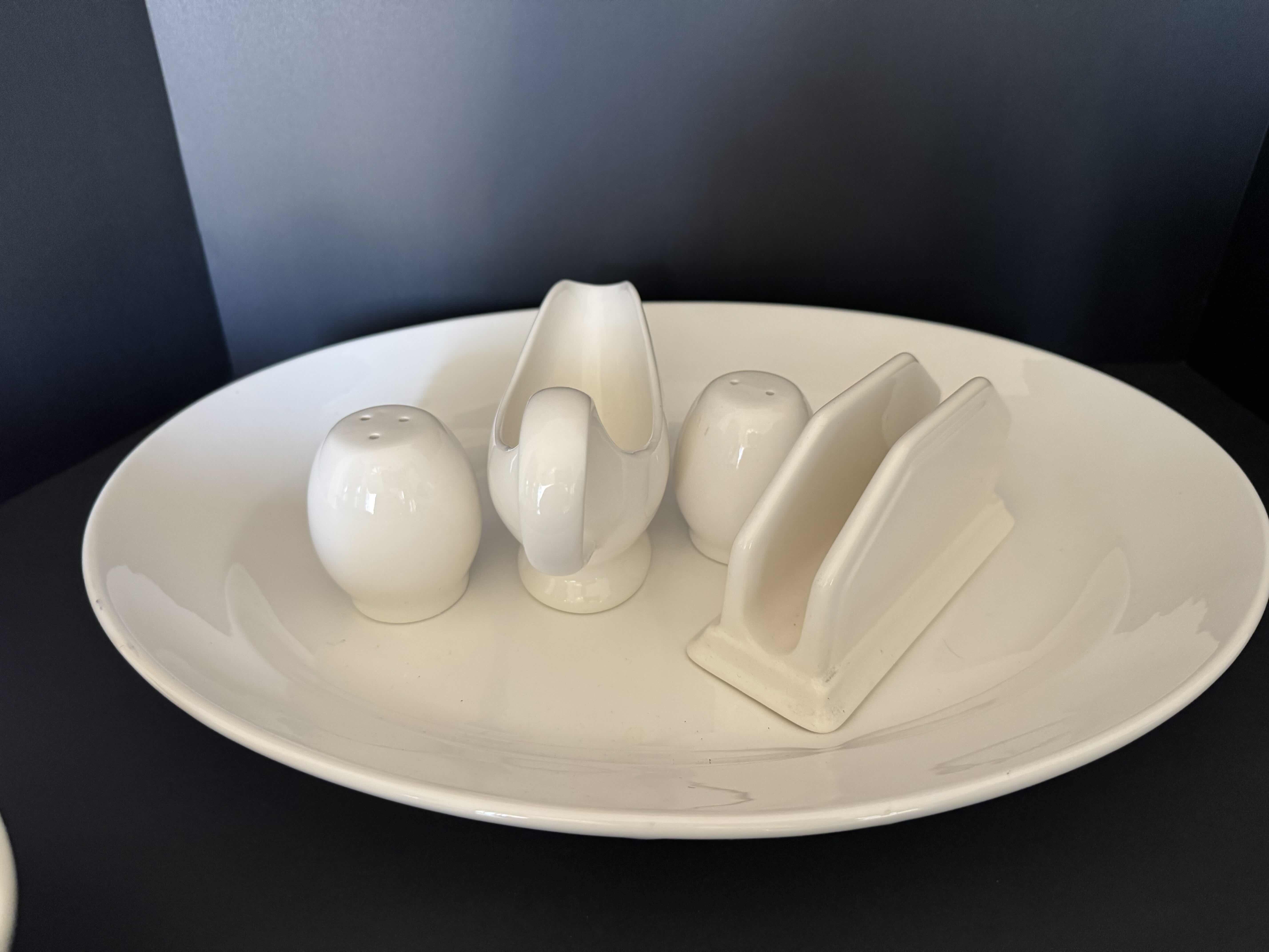 Photo 1 of OFF WHITE LARGE SERVING BOWL WITH SALT AND PEPPER SHAKERS