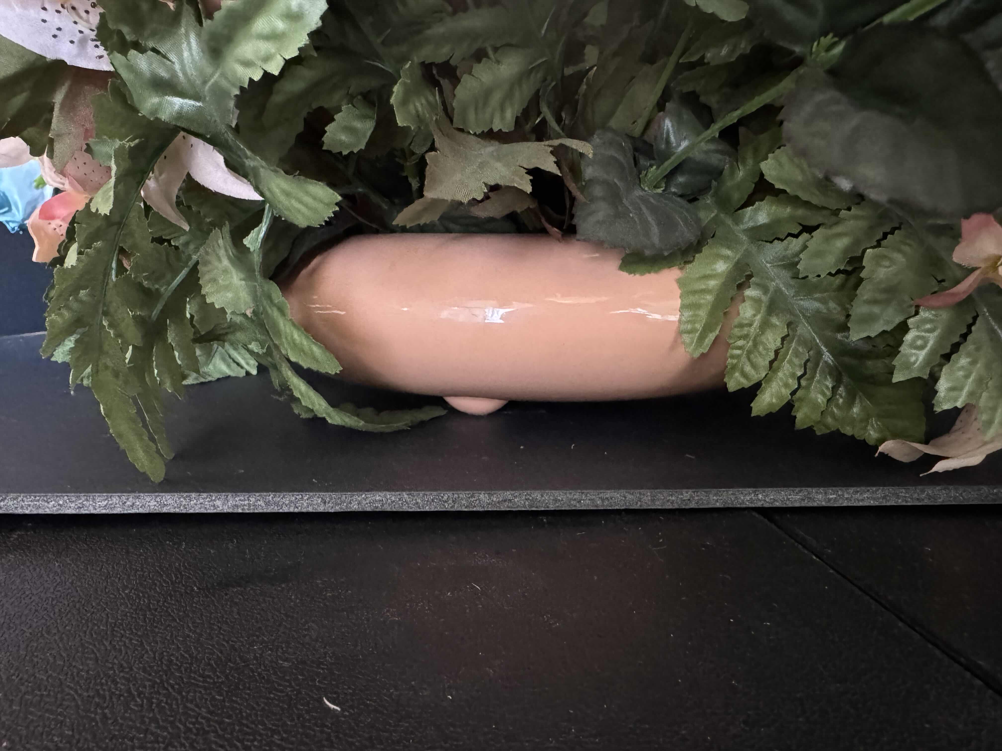 Photo 2 of SILK FLOWER CENTERPIECE VASE. PEACH AND BLUE COLORED. 25” X H23”