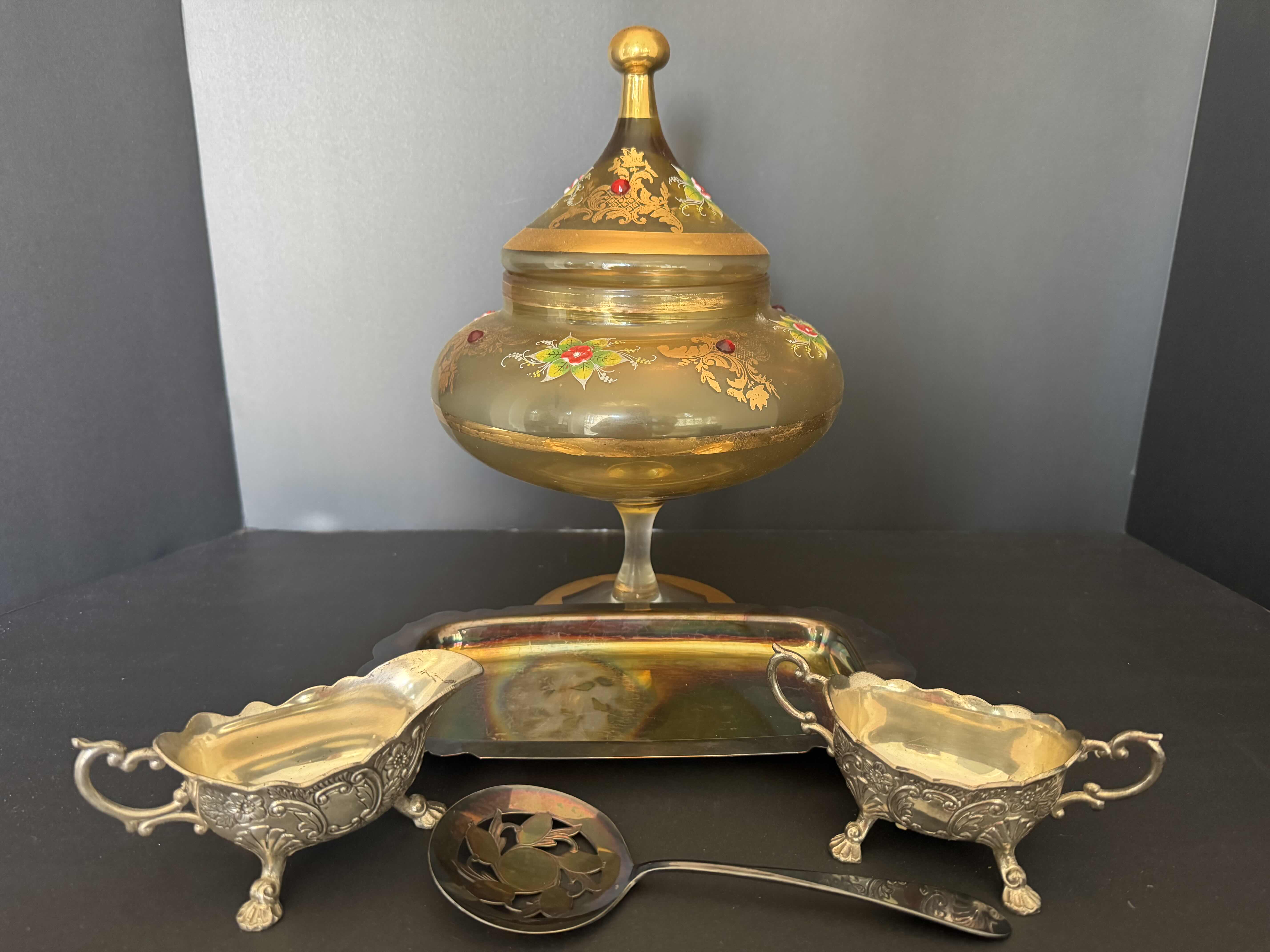 Photo 1 of 5- HOME DECOR ESSENTIALS-VINTAGE FRENCH STYLE SERVING ITEMS. GRAVY BOAT, SERVING TRAY ETC.