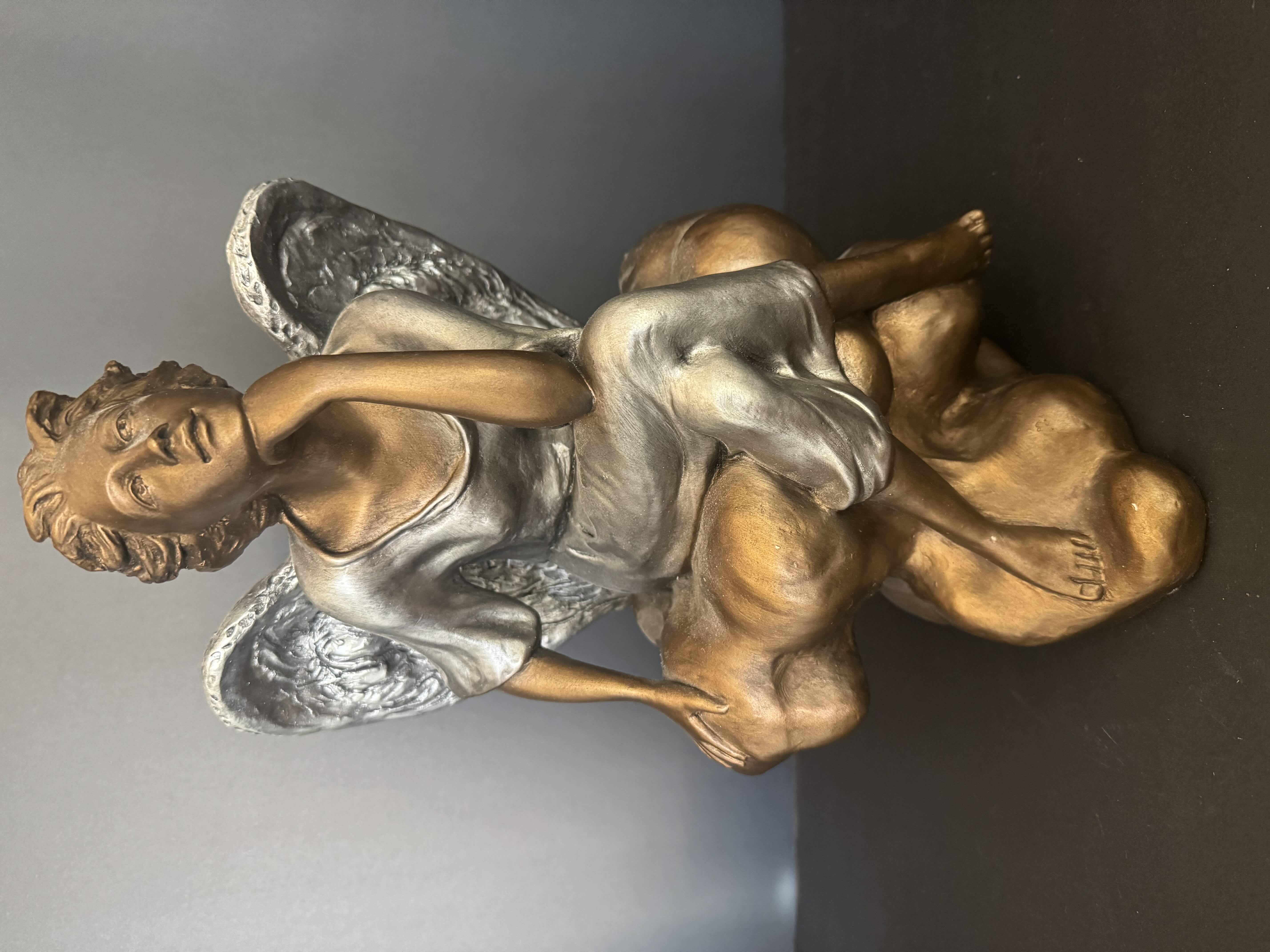 Photo 1 of HOME DECOR METALLIC PAINTED CERAMIC ANGEL STATUE H14”