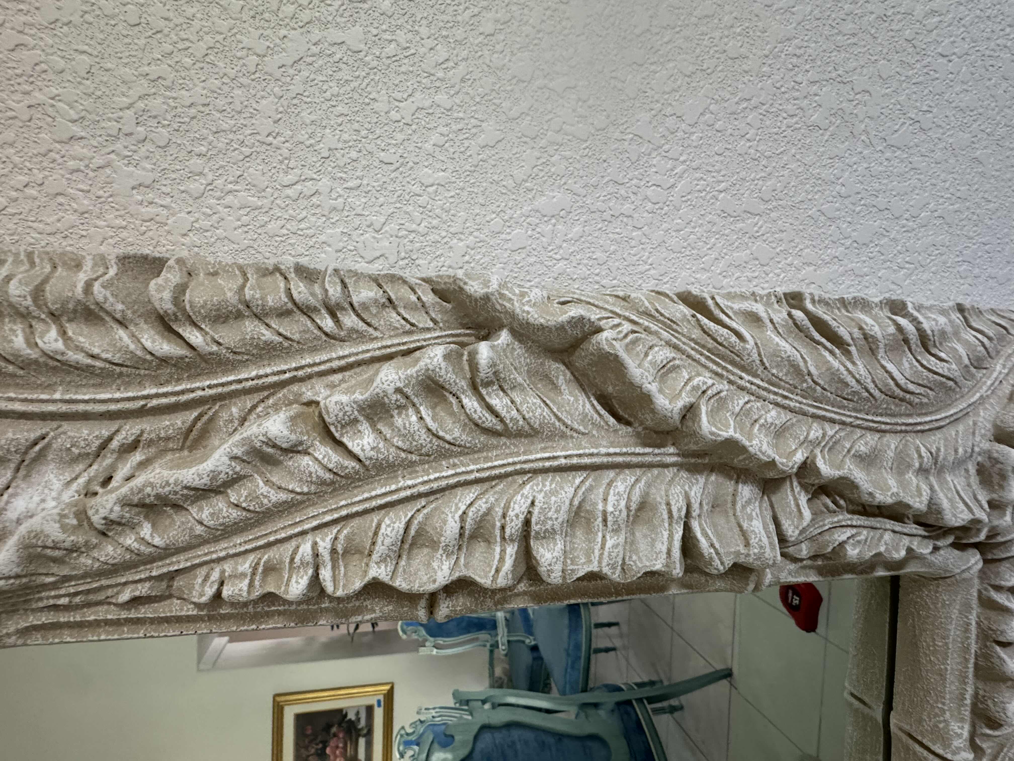 Photo 3 of ARTWORK RESIN ISLAND STYLE PALM LEAF MIRROR. OFF-WHITE HOME DECOR. 36” X 48”