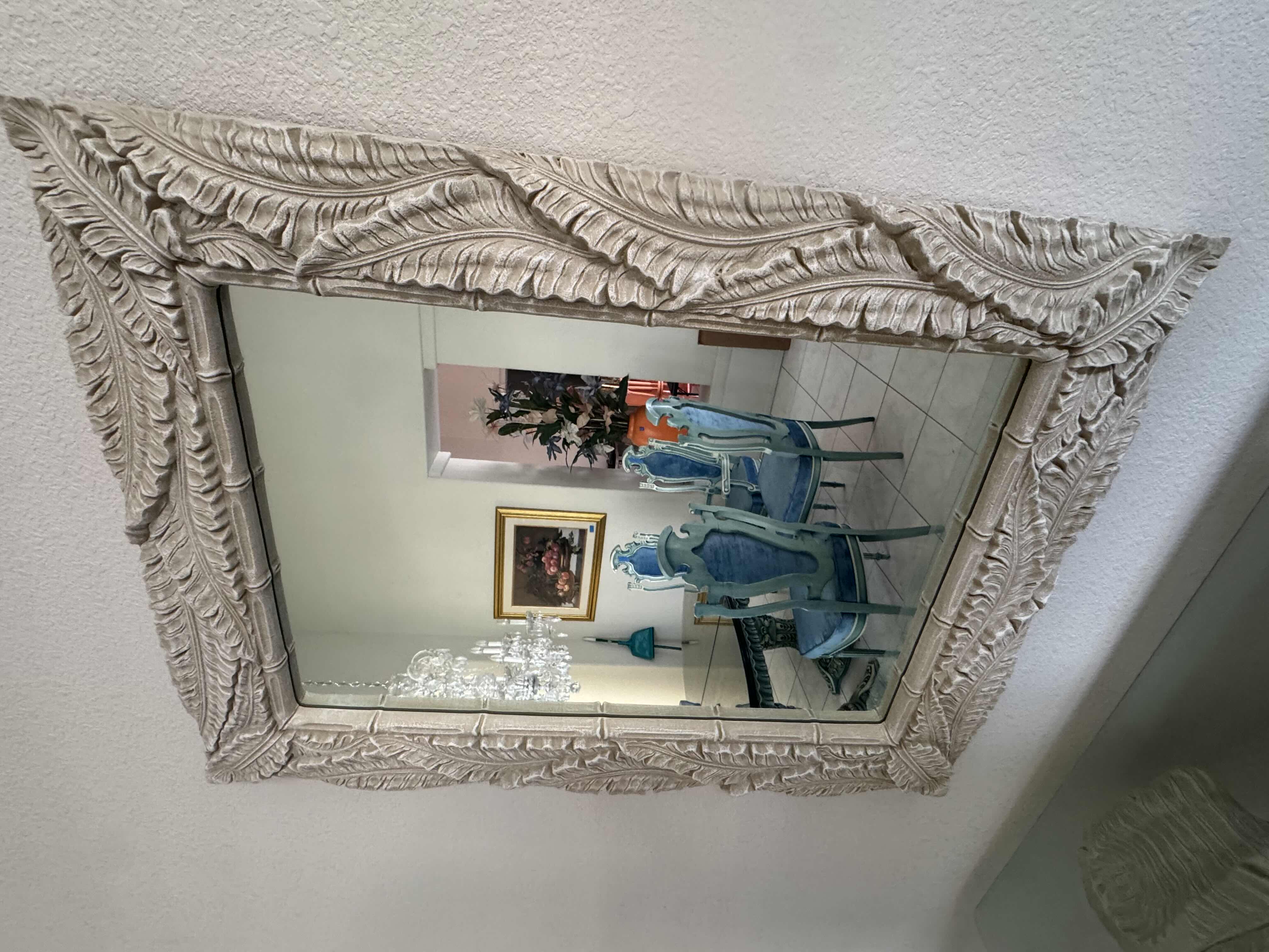 Photo 2 of ARTWORK RESIN ISLAND STYLE PALM LEAF MIRROR. OFF-WHITE HOME DECOR. 36” X 48”