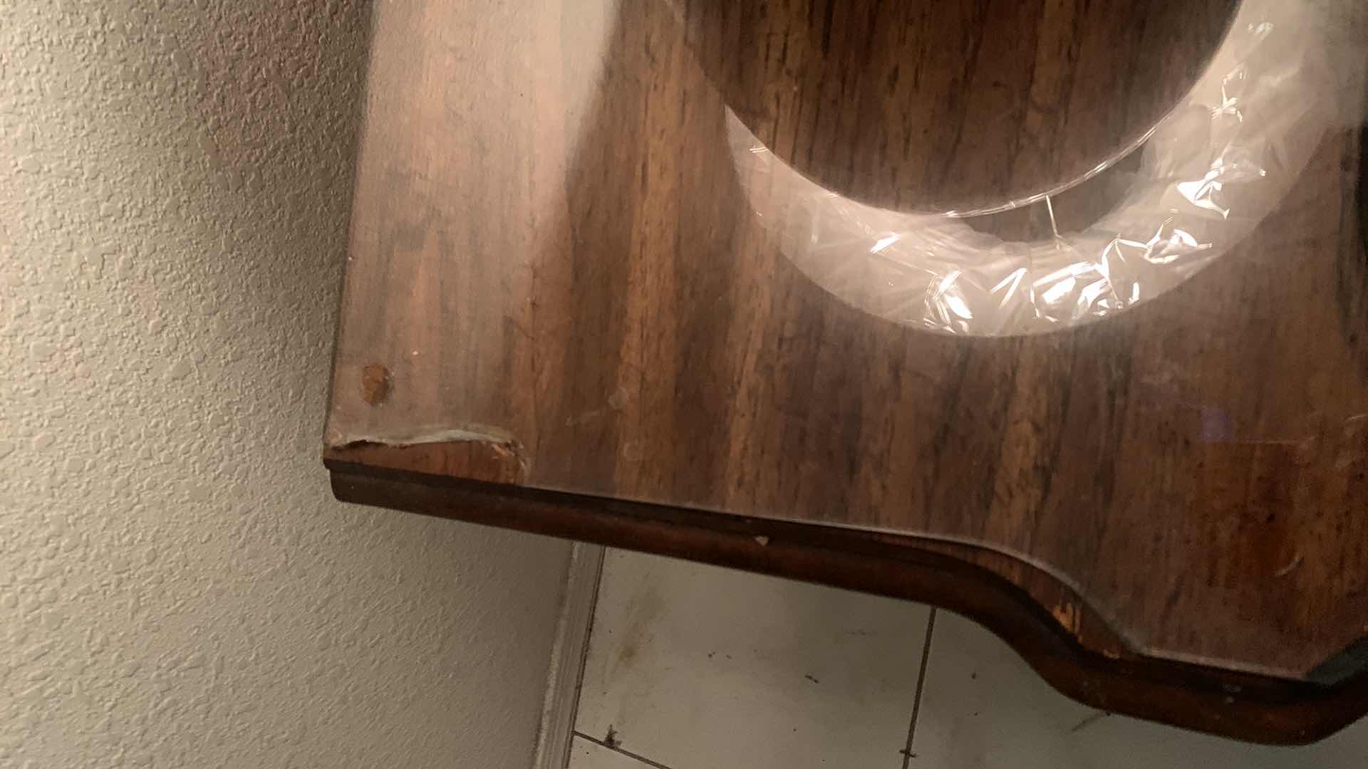 Photo 3 of VINTAGE TUSCAN STYLE END TABLE 31” X 17” H 25” WITH GLASS TOP OVERLAY. 1 OF TWO IN SET, SOLD SEPARATELY.