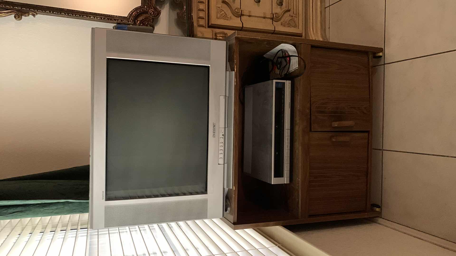 Photo 1 of 24” SONY CRT TELEVISION,VHS PLAYER AND TV CART