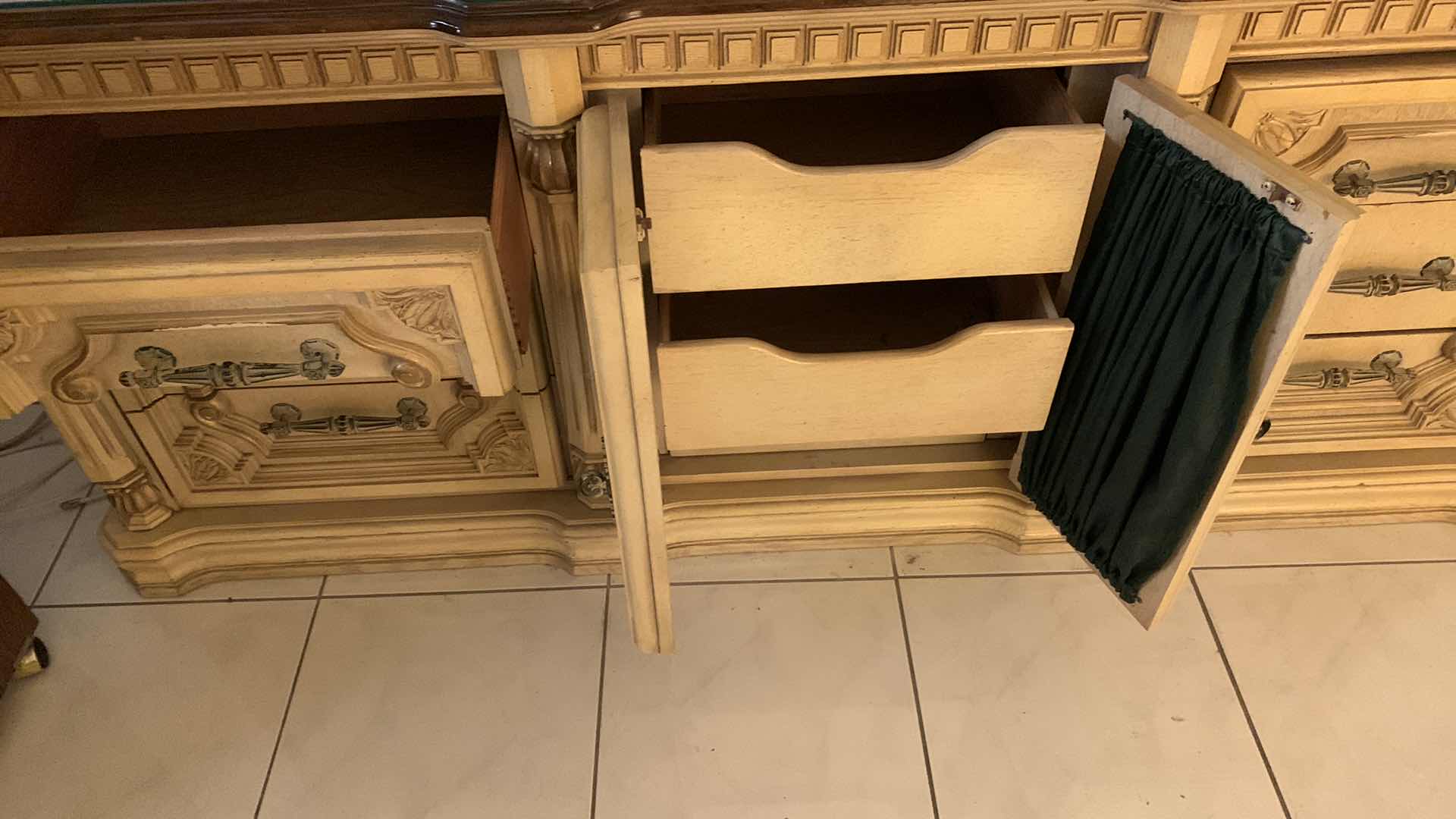 Photo 4 of VINTAGE STYLE TUSCAN DRESSER/BUFFET TABLE. 6 DRAWERS, TWO DOOR CABINET. 80” X 20” H 33”