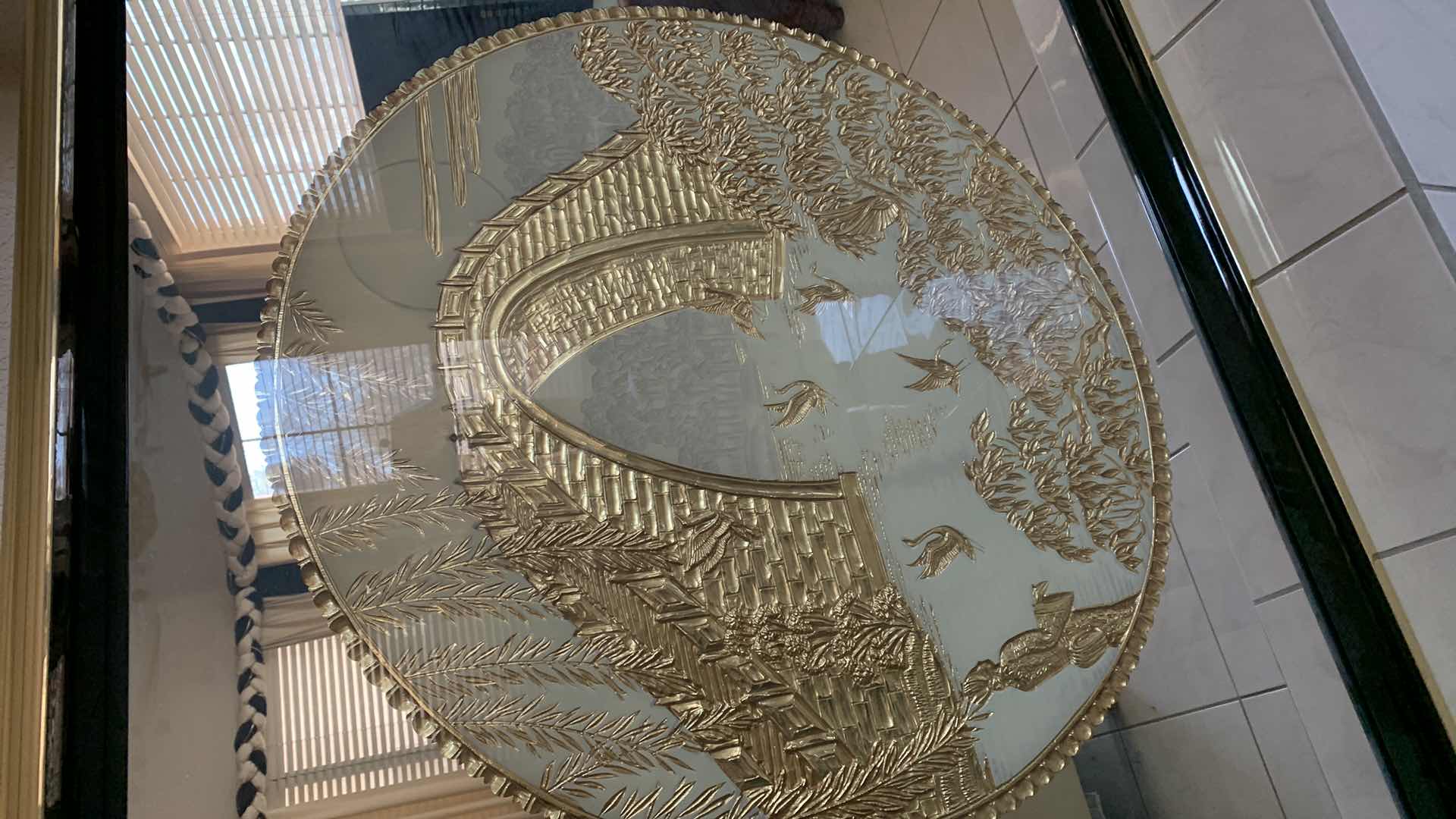 Photo 2 of  CHINOISERIE GILDED CARVING AND EGLOMISE ARTWORK 41” X 41”