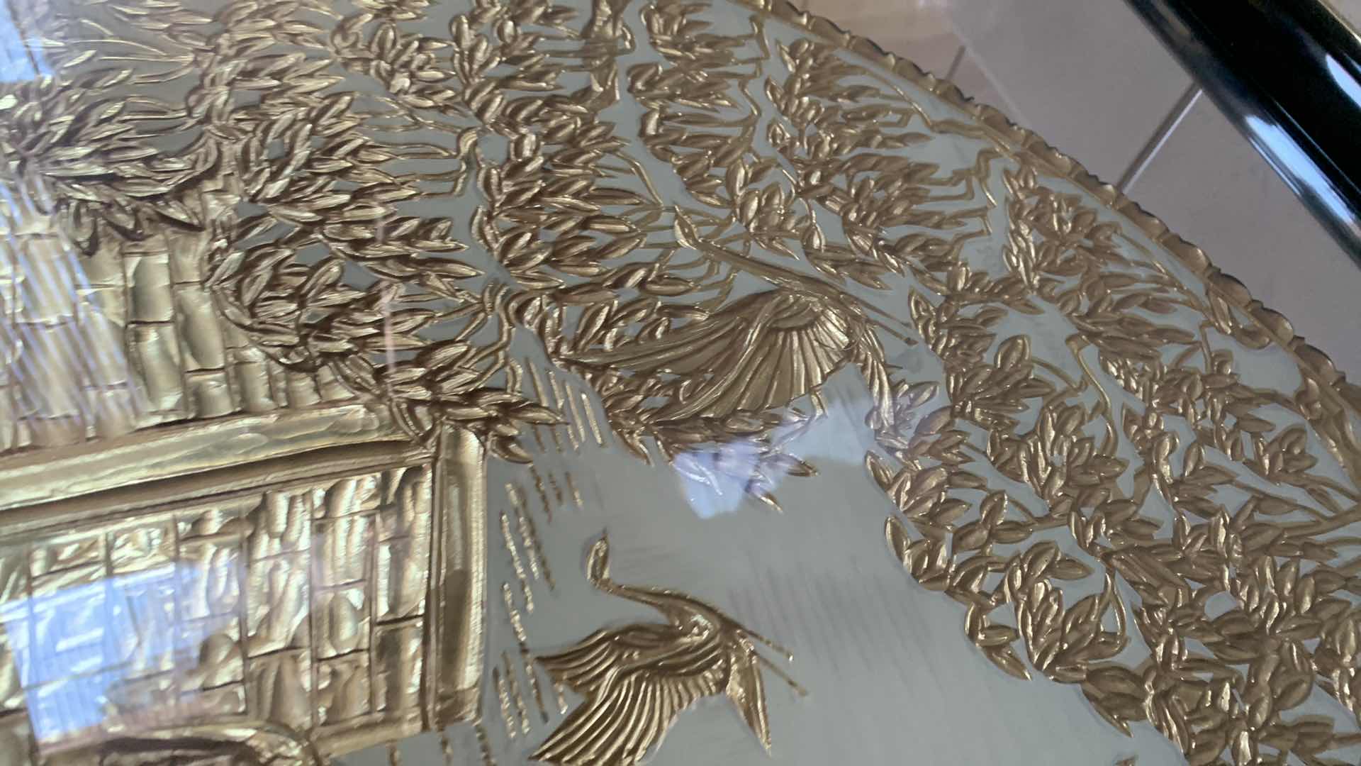 Photo 5 of  CHINOISERIE GILDED CARVING AND EGLOMISE ARTWORK 41” X 41”