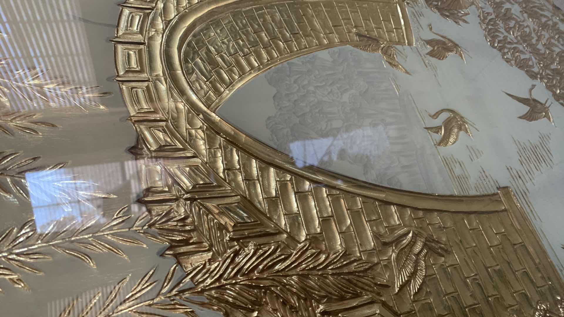 Photo 4 of  CHINOISERIE GILDED CARVING AND EGLOMISE ARTWORK 41” X 41”