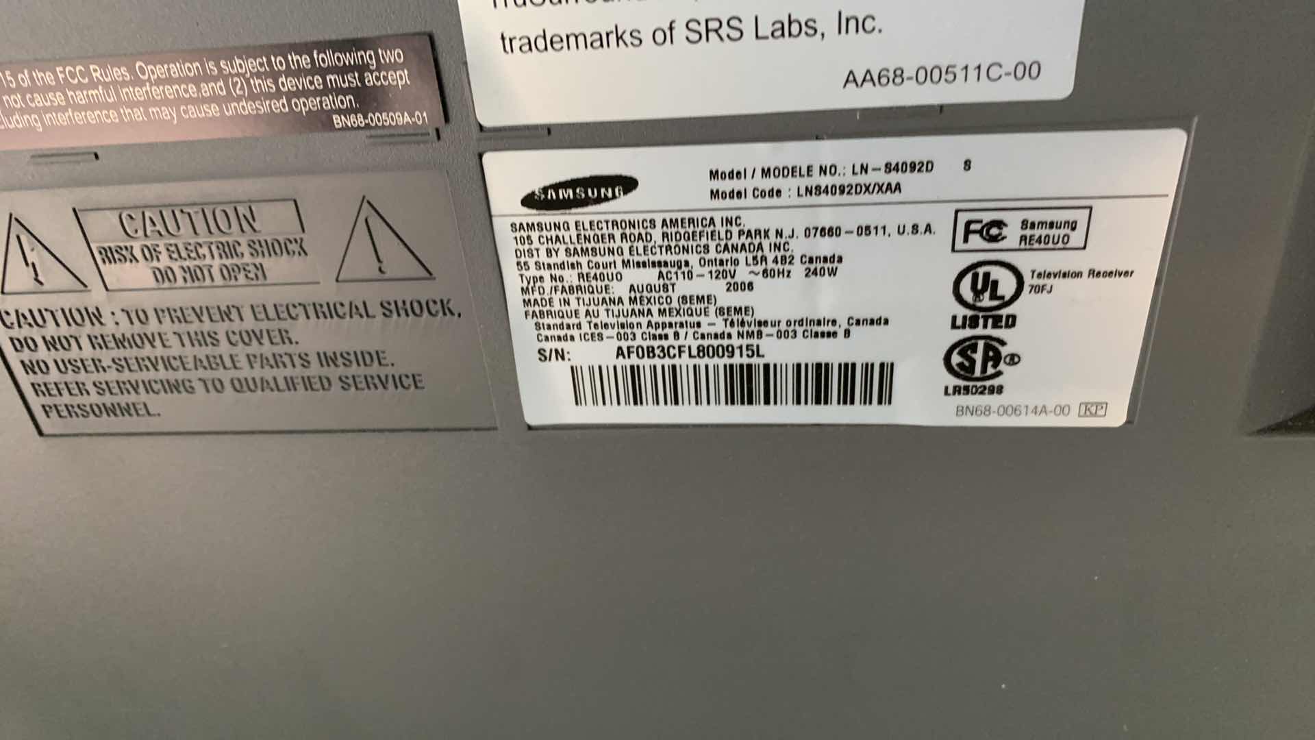 Photo 1 of SAMSUNG 40” TELEVISION WITH DVD PLAYER AND STAND