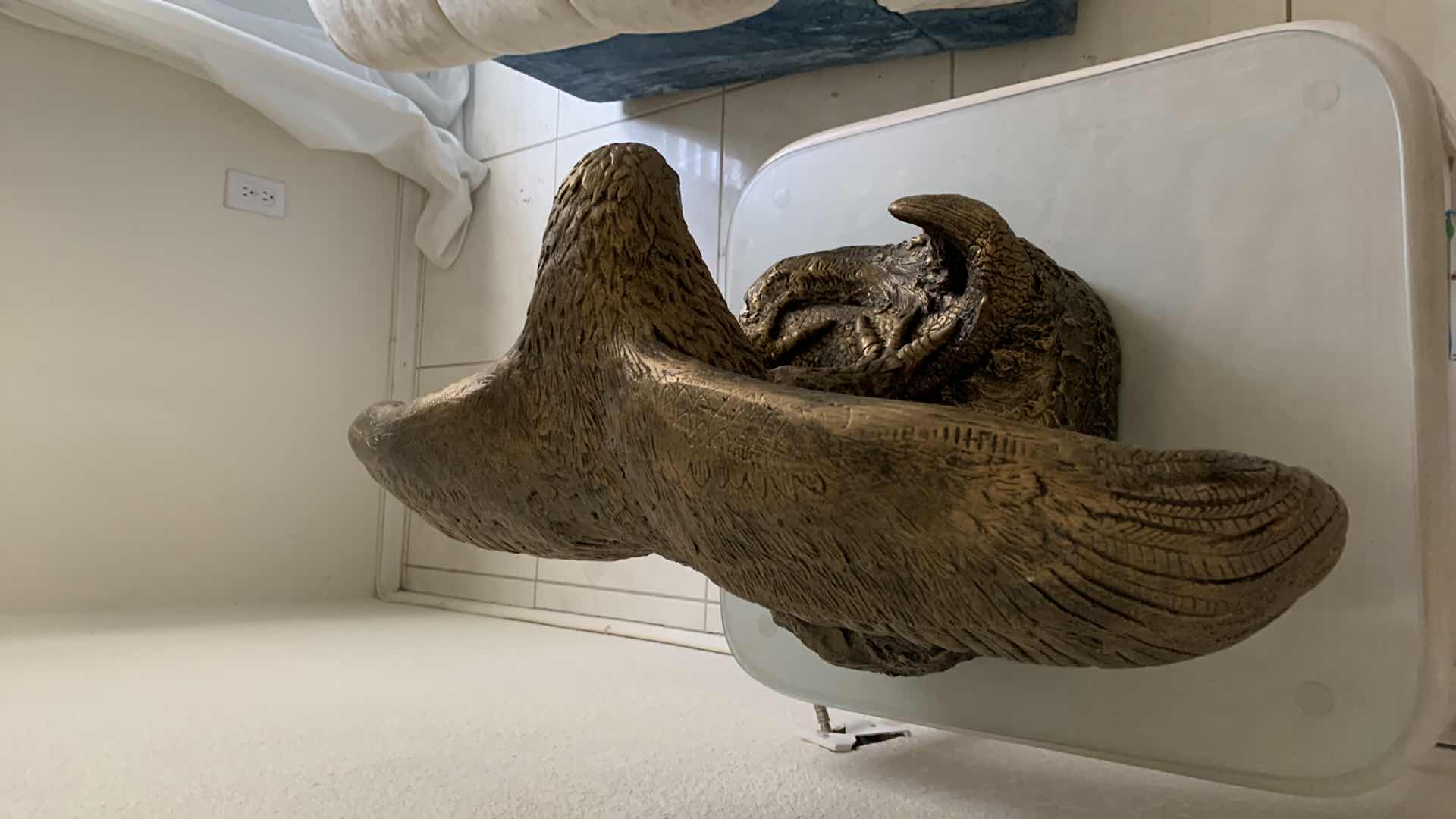 Photo 1 of HOME DECOR. LARGE PLASTER GOLDEN EAGLE SCULPTURE 24” X 13” H 17”