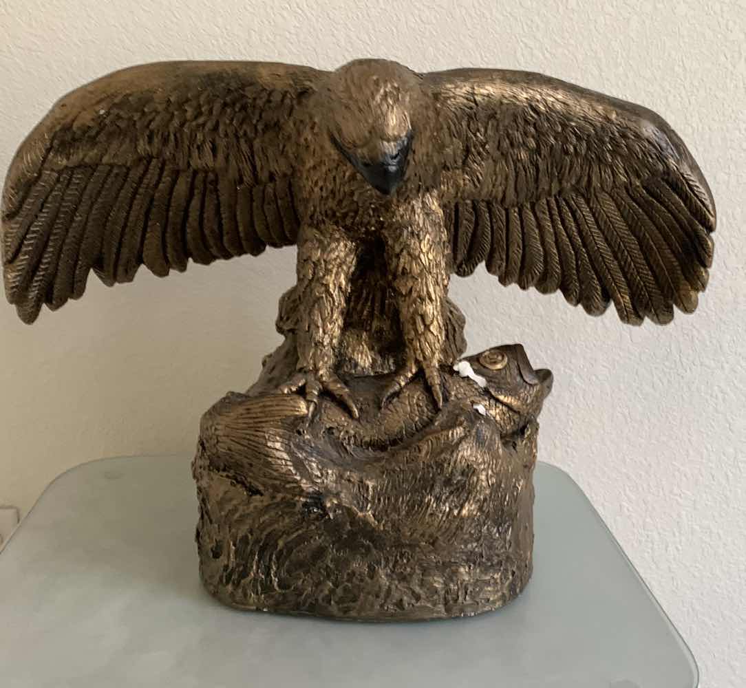 Photo 1 of HOME DECOR. LARGE PLASTER GOLDEN EAGLE SCULPTURE 24” X 13” H 17”