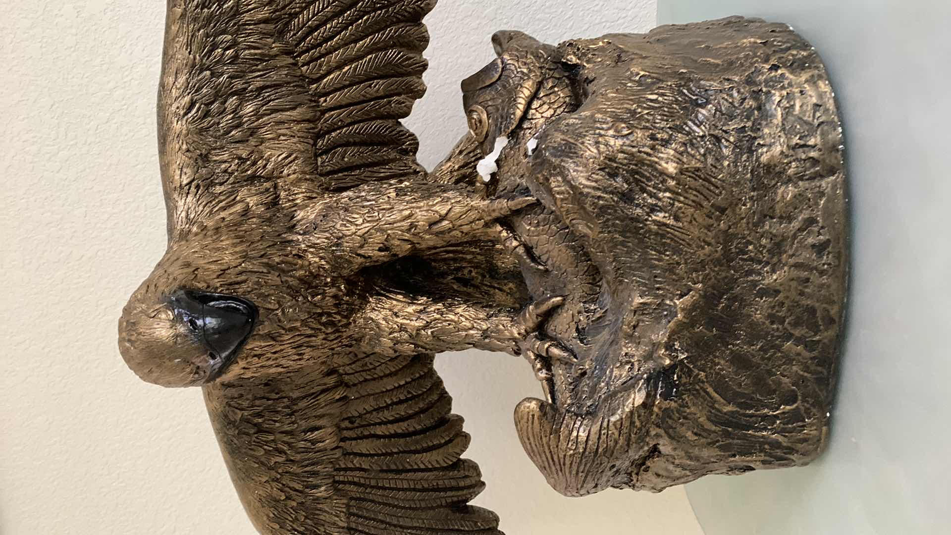 Photo 2 of HOME DECOR. LARGE PLASTER GOLDEN EAGLE SCULPTURE 24” X 13” H 17”