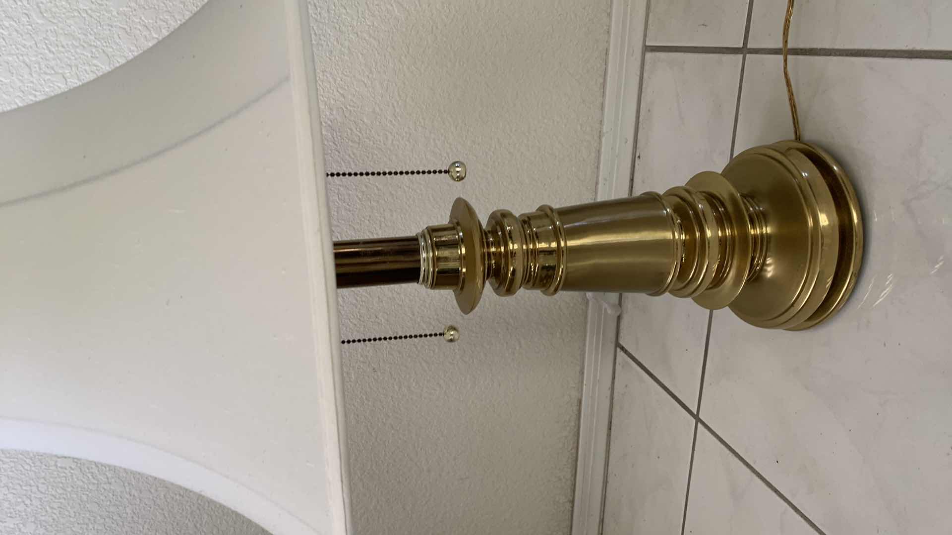 Photo 1 of BRASS TABLE LAMP W TULIP SHADE H30” 