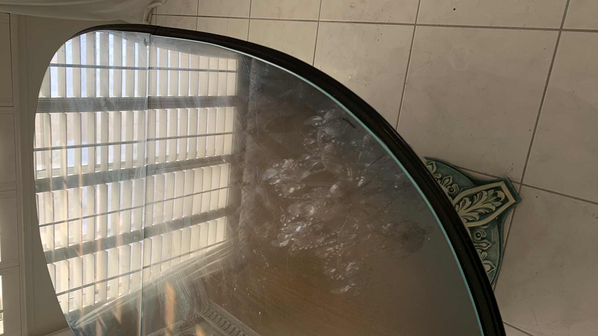 Photo 4 of VINTAGE INSPIRED TUSCAN, JADE COLORED DOUBLE PEDESTAL DINING TABLE W PROTECTIVE GLASS TOP 67” X 43” H 32”